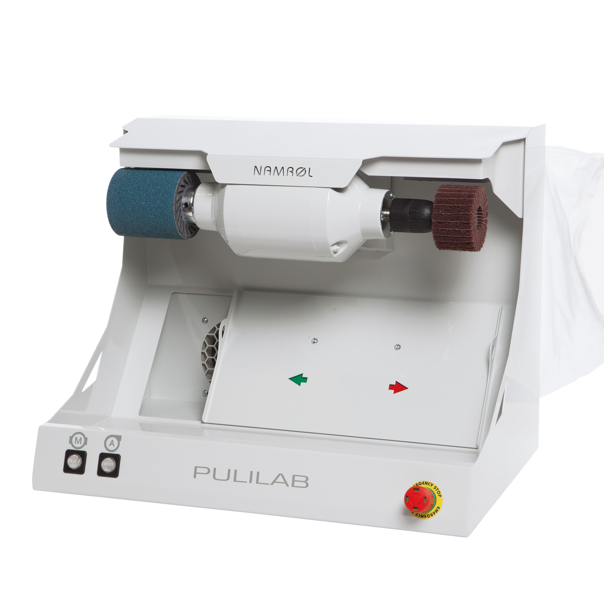 Benchtop cleaner with sanding wheel and vacuum cleaner Pulilab
