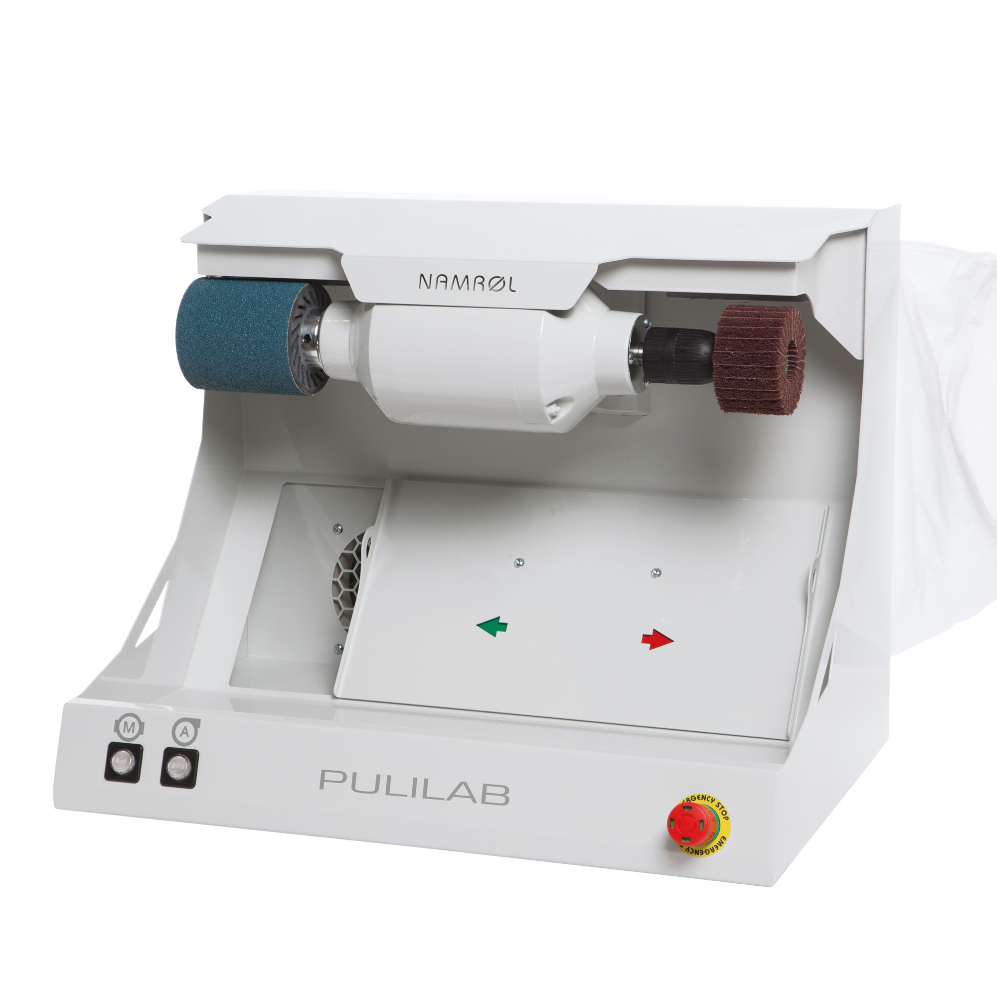 Pulitrice da banco con mola levigatrice ed aspiratore Pulilab