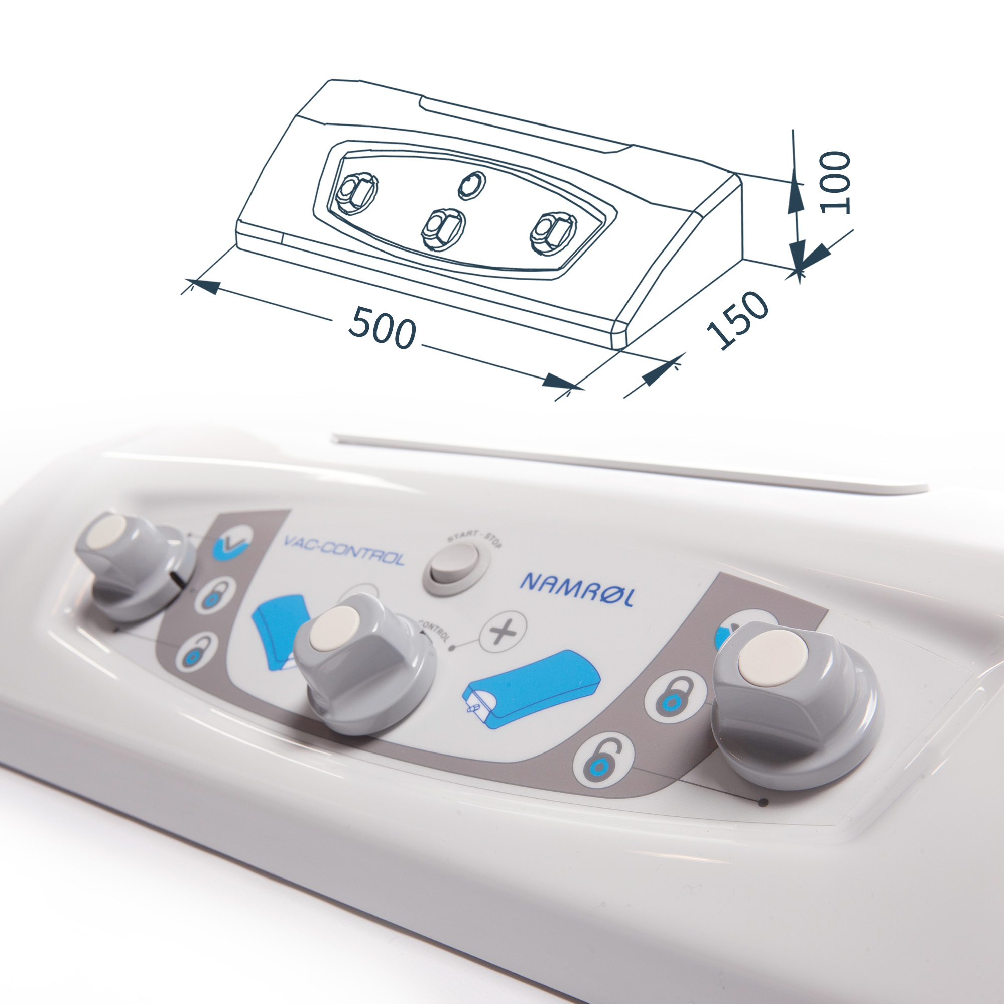 Control unit with vacuum pump for impression cushions Vac-Control