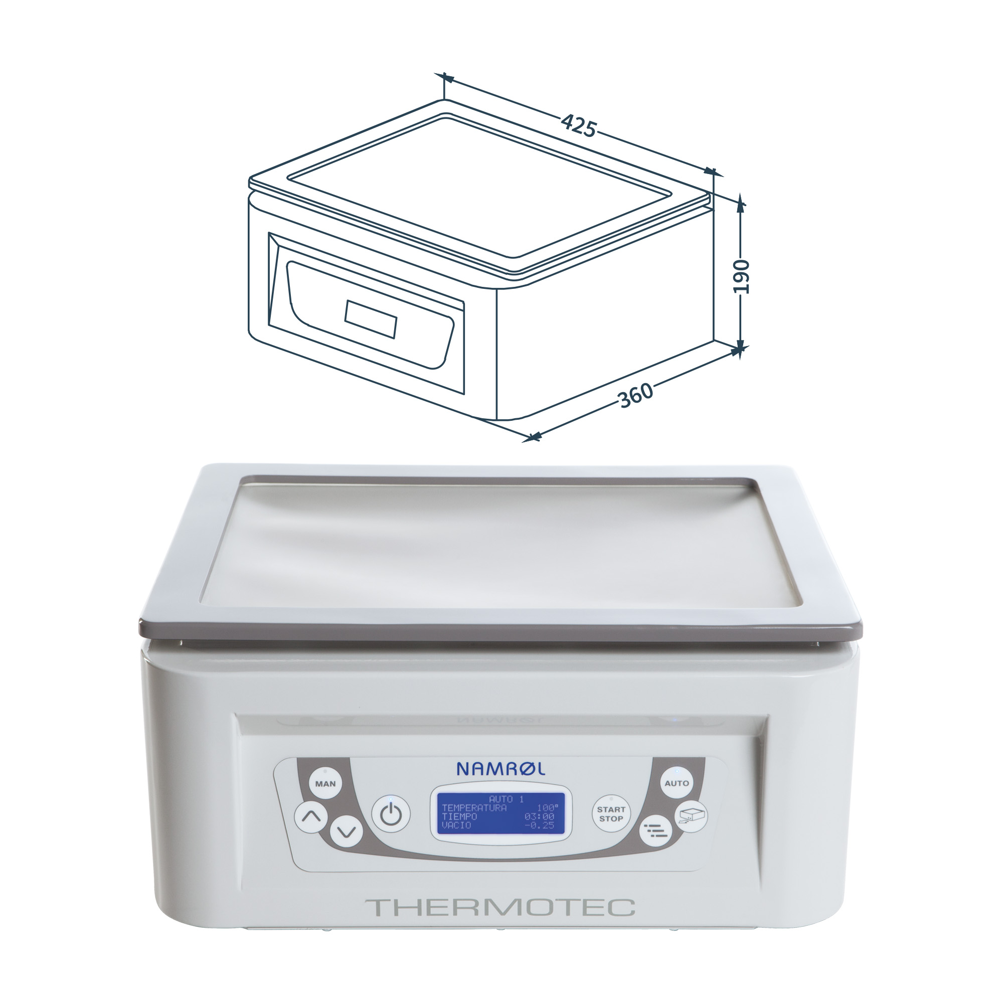 Thermotec digital thermoforming machine with foot pedal and vacuum pump