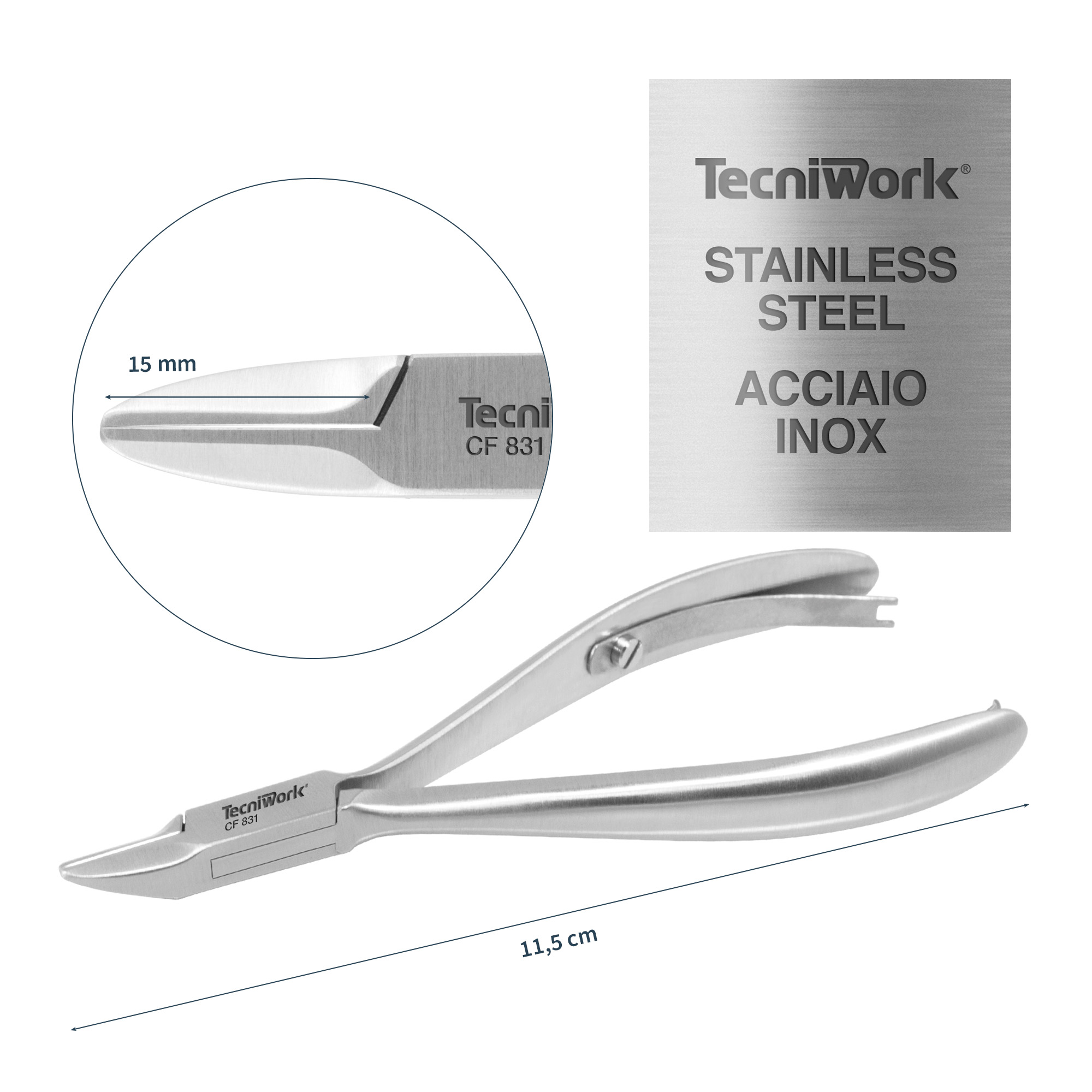 Tronchese professionale con punta tonda per unghie Taglio Retto 15 mm