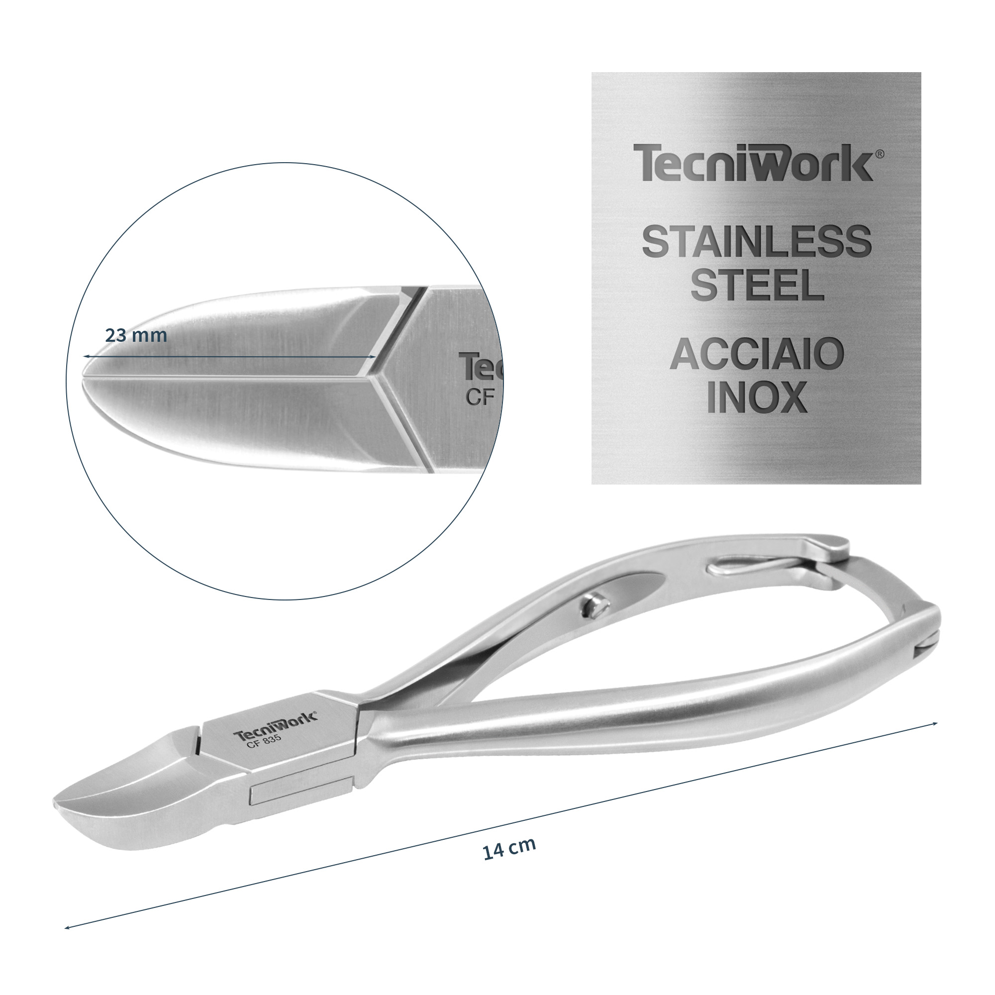 Professional nail nippers with round tip Concave cut 23 mm