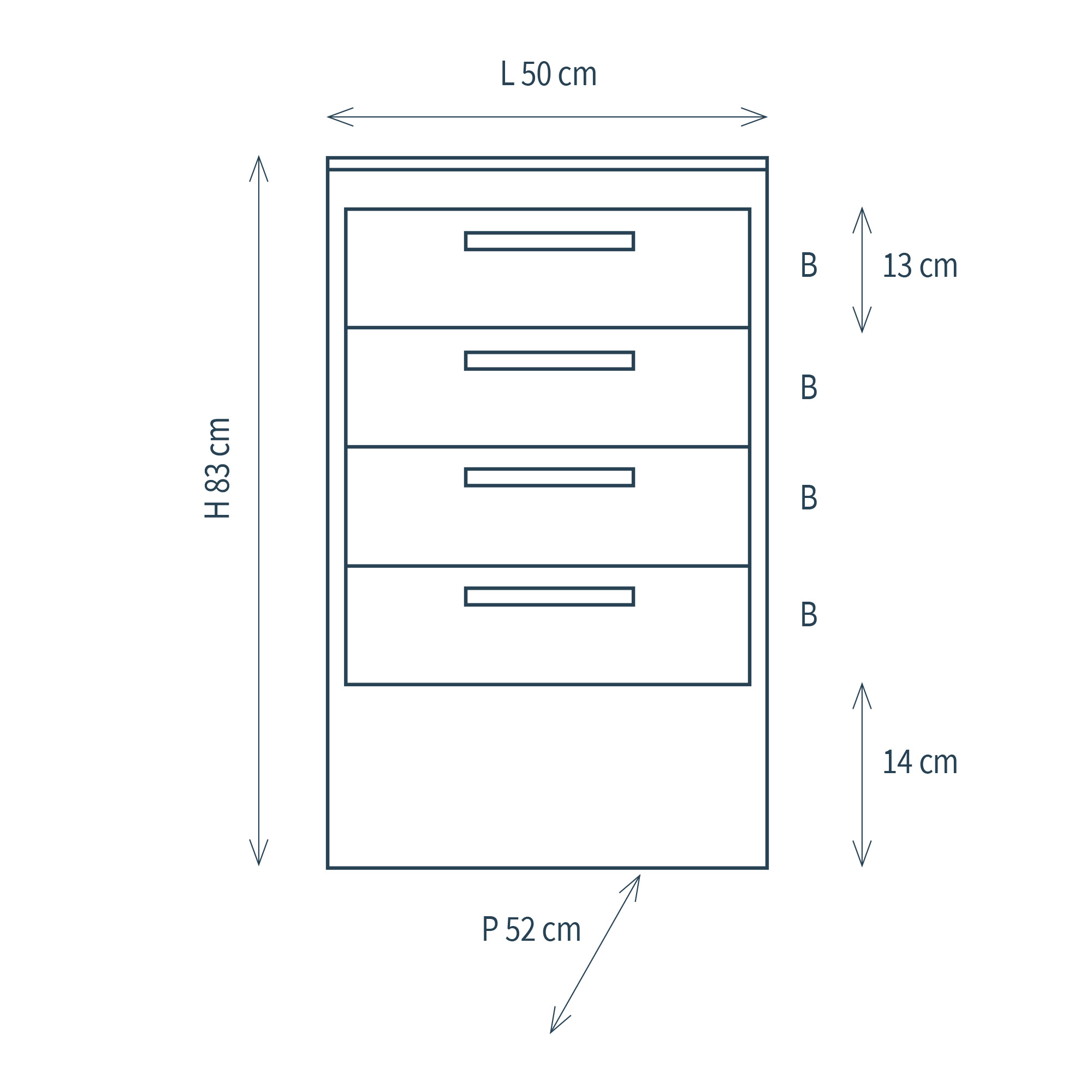 Module with 4 drawers and plinth