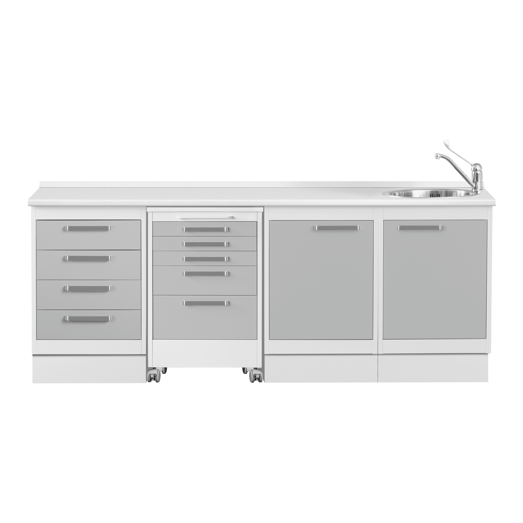 Studio 3 with 4 modules, skirting board and integrated servo unit