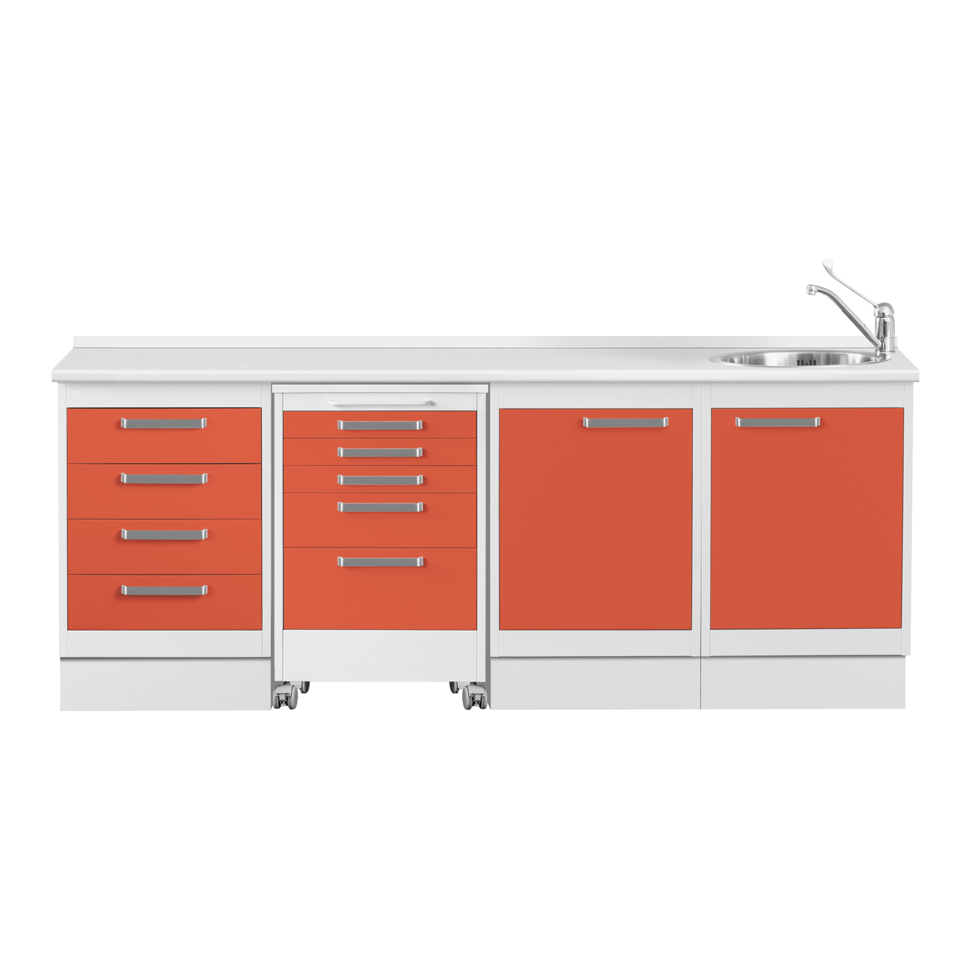 Studio 3 with 4 modules, skirting board and integrated servo unit