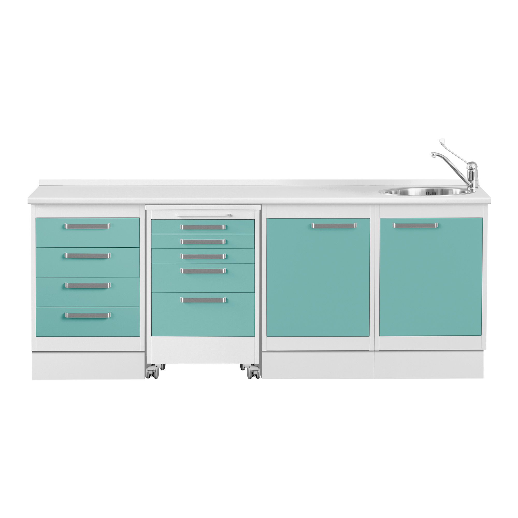 Studio 3 with 4 modules, skirting board and integrated servo unit