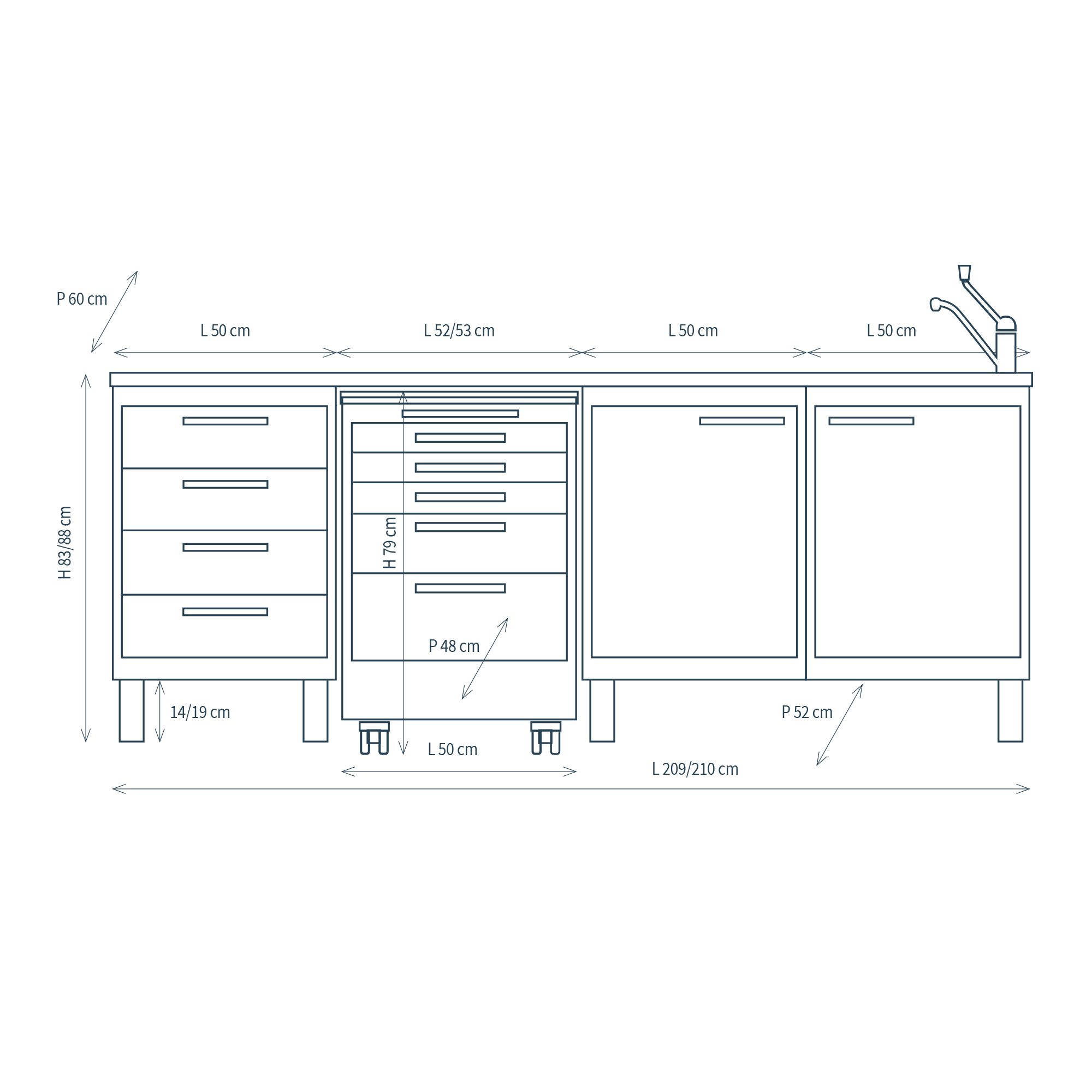 Studio 3 avec 4 modules, pieds et servomobile intégré