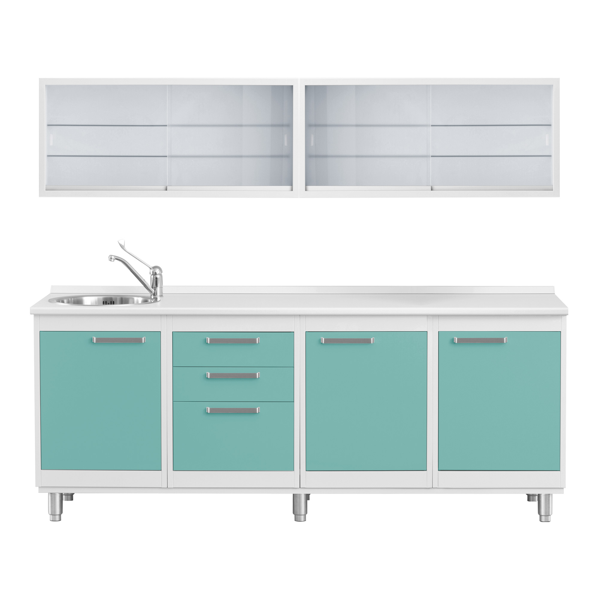 Sterilisation area with 2 showcases without autoclave compartment