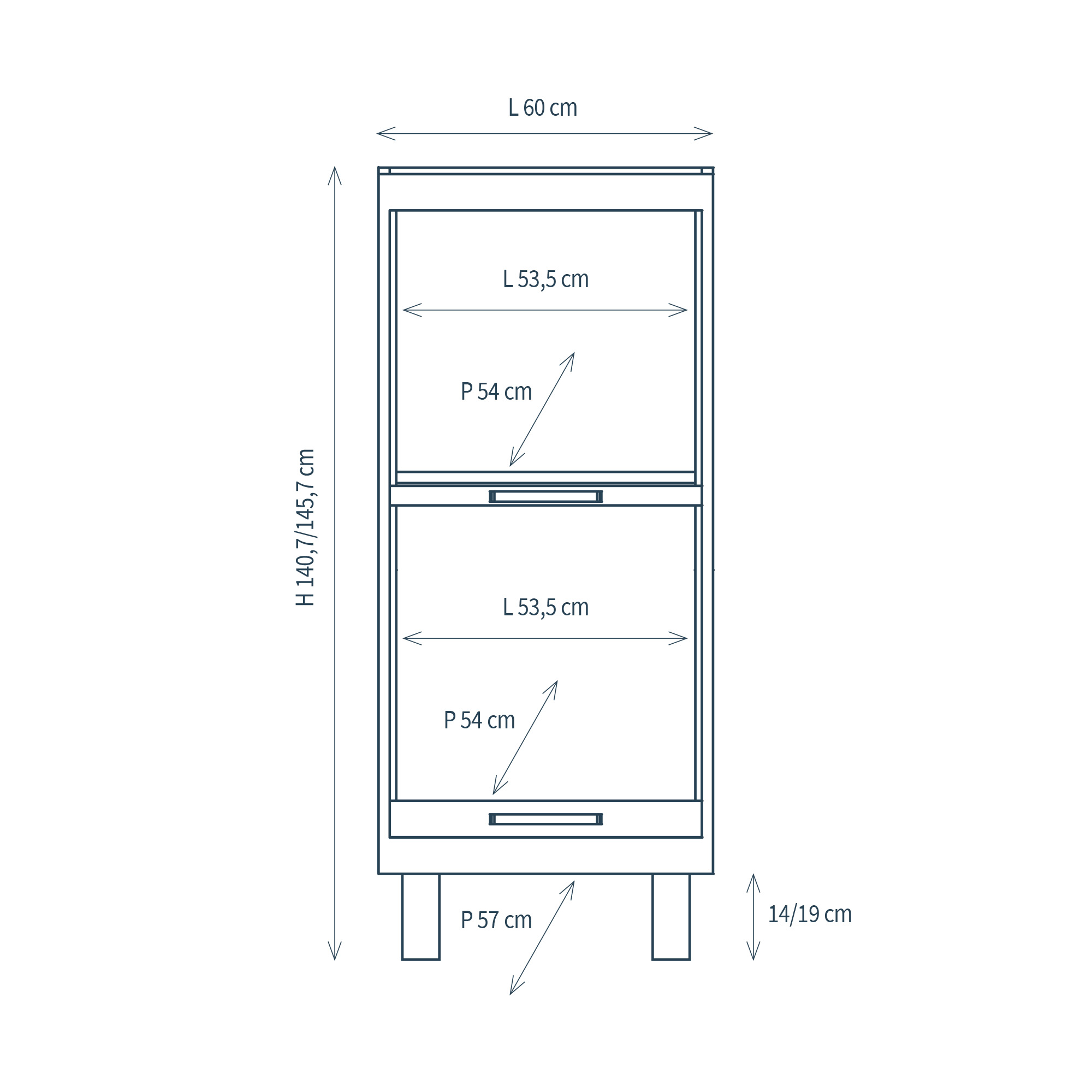 Column 2 compartments with feet