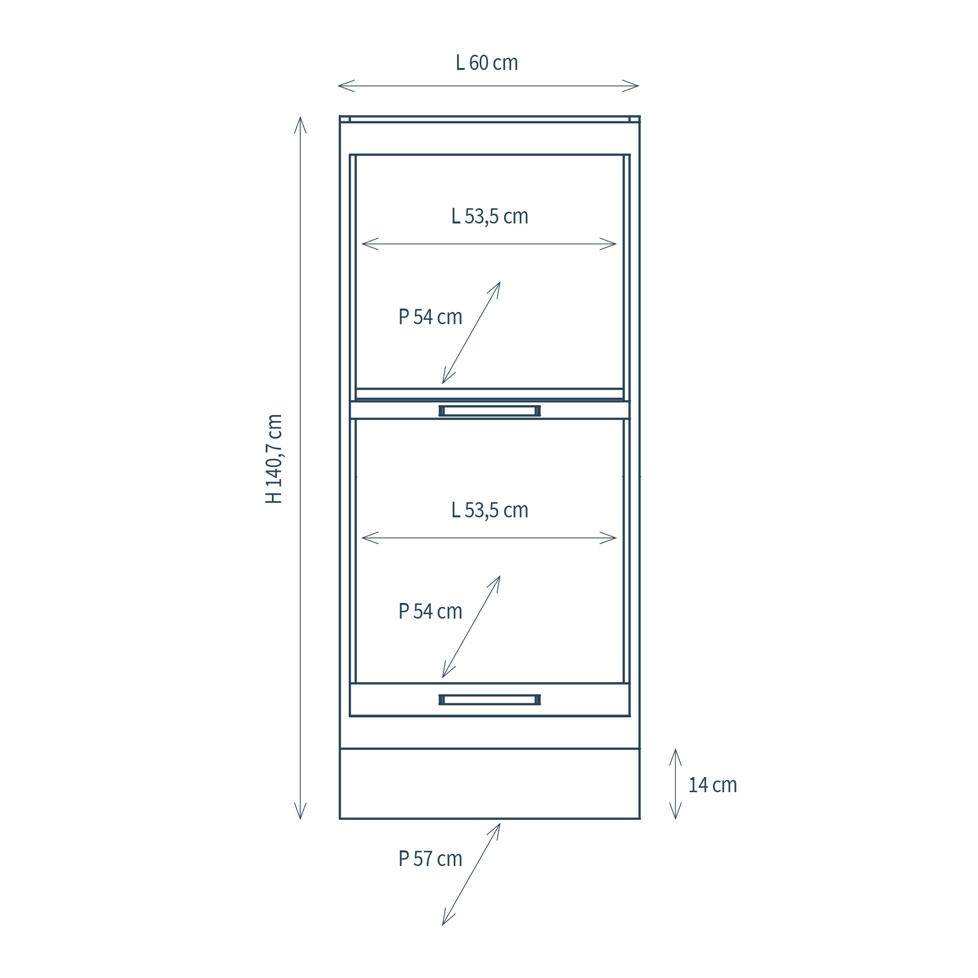 Column 2 compartments with plinth