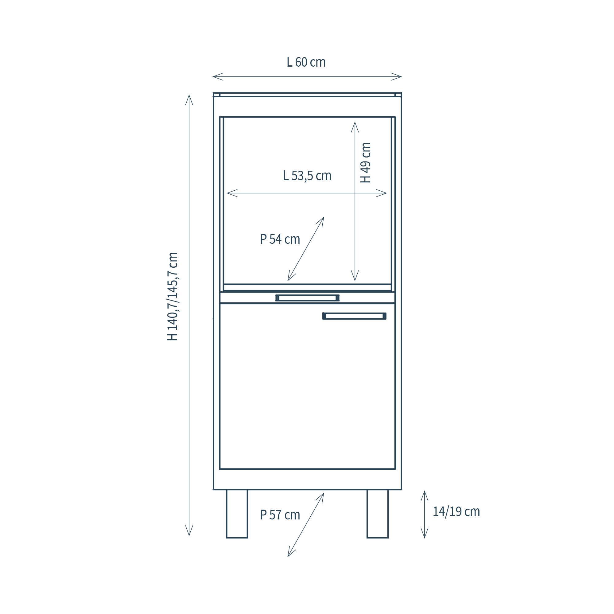 Column 1 compartment with door and feet