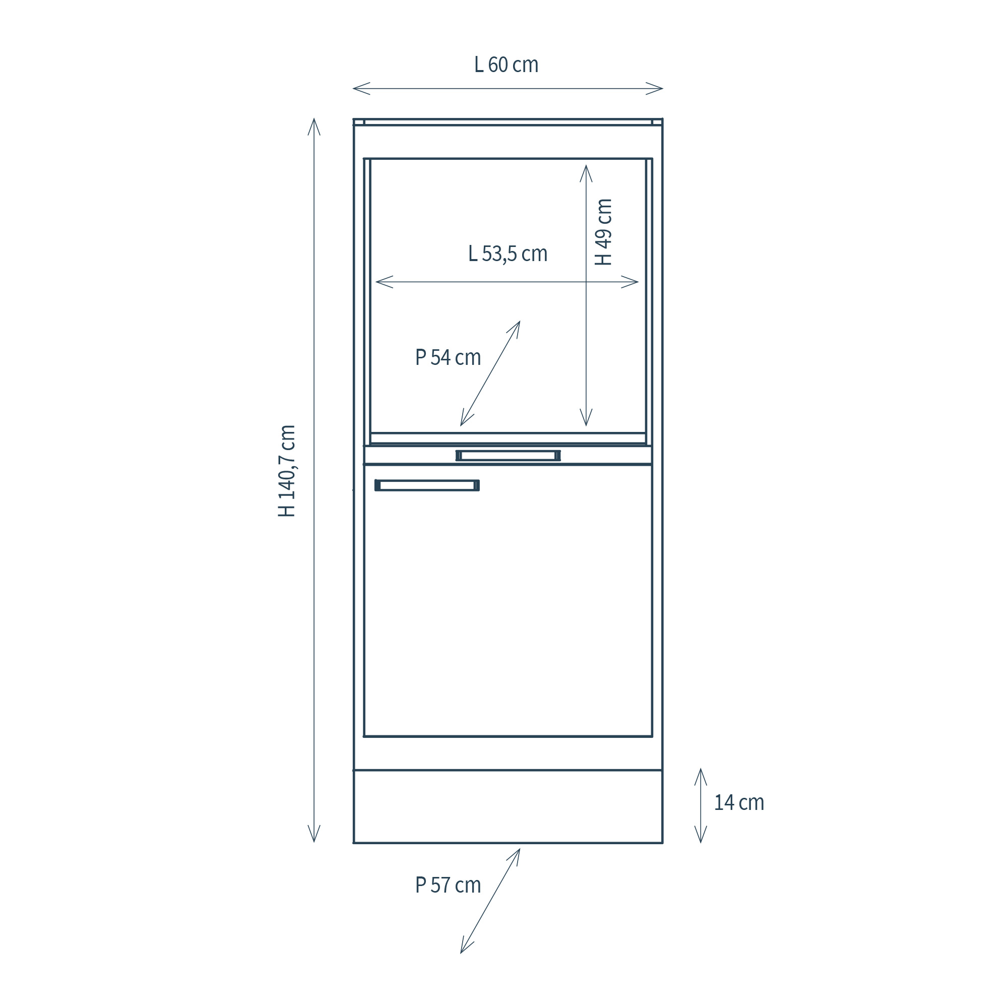 Column 1 compartment with door and plinth