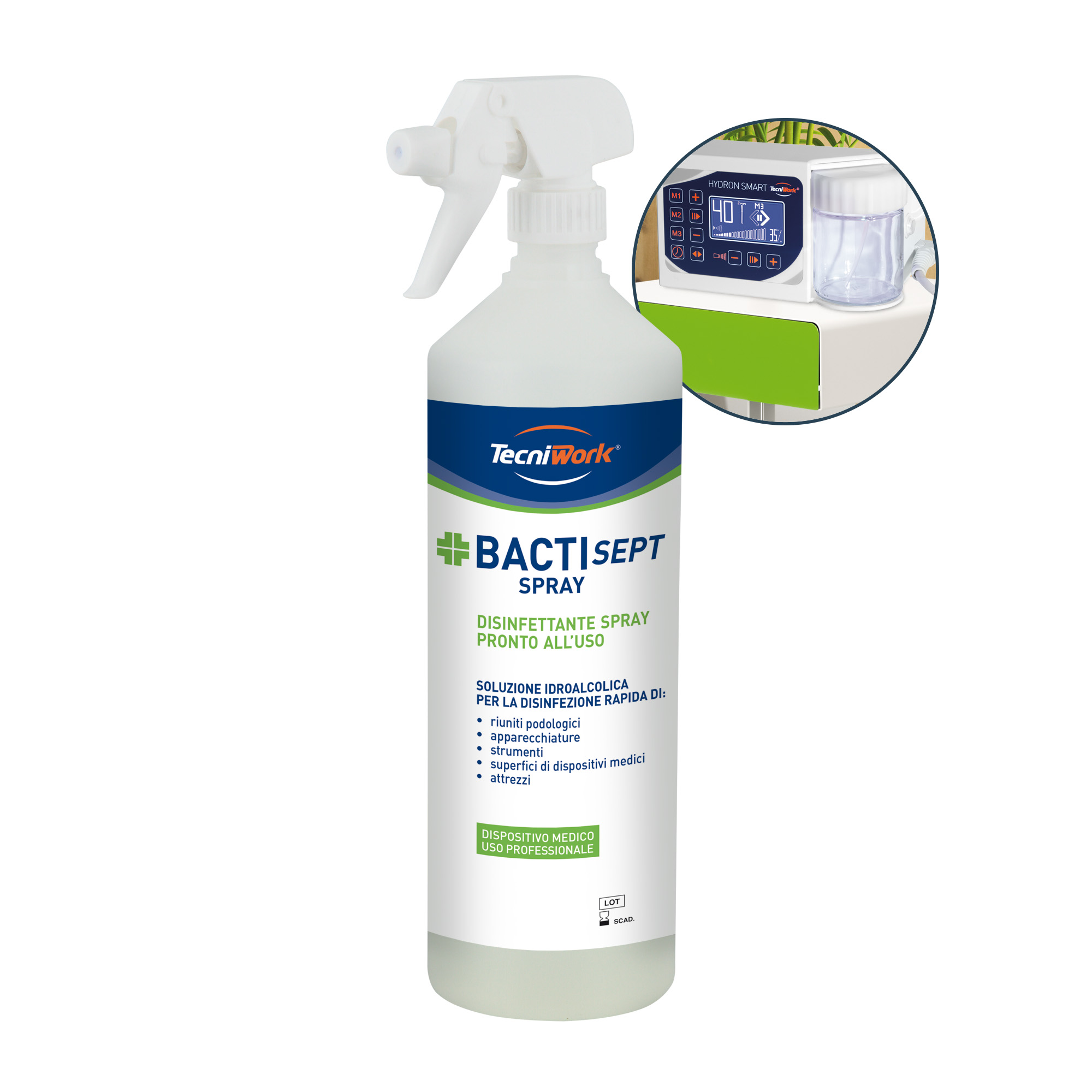 Disinfettante per superfici e attrezzature con grado alcolico 70° Bactisept Spray 1 l