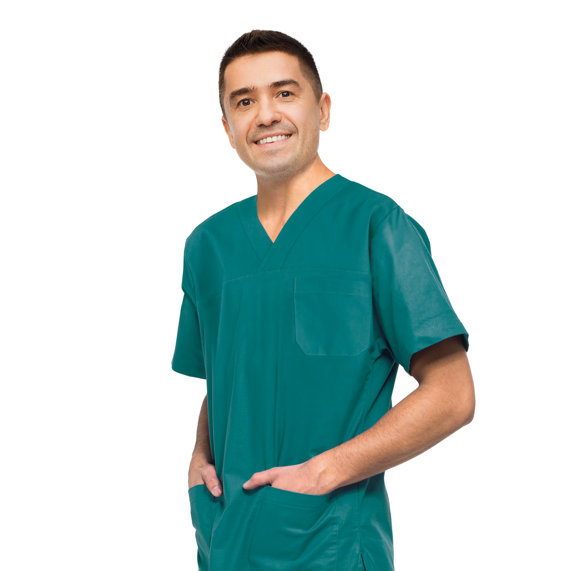 Professional green cotton tunic Unisex