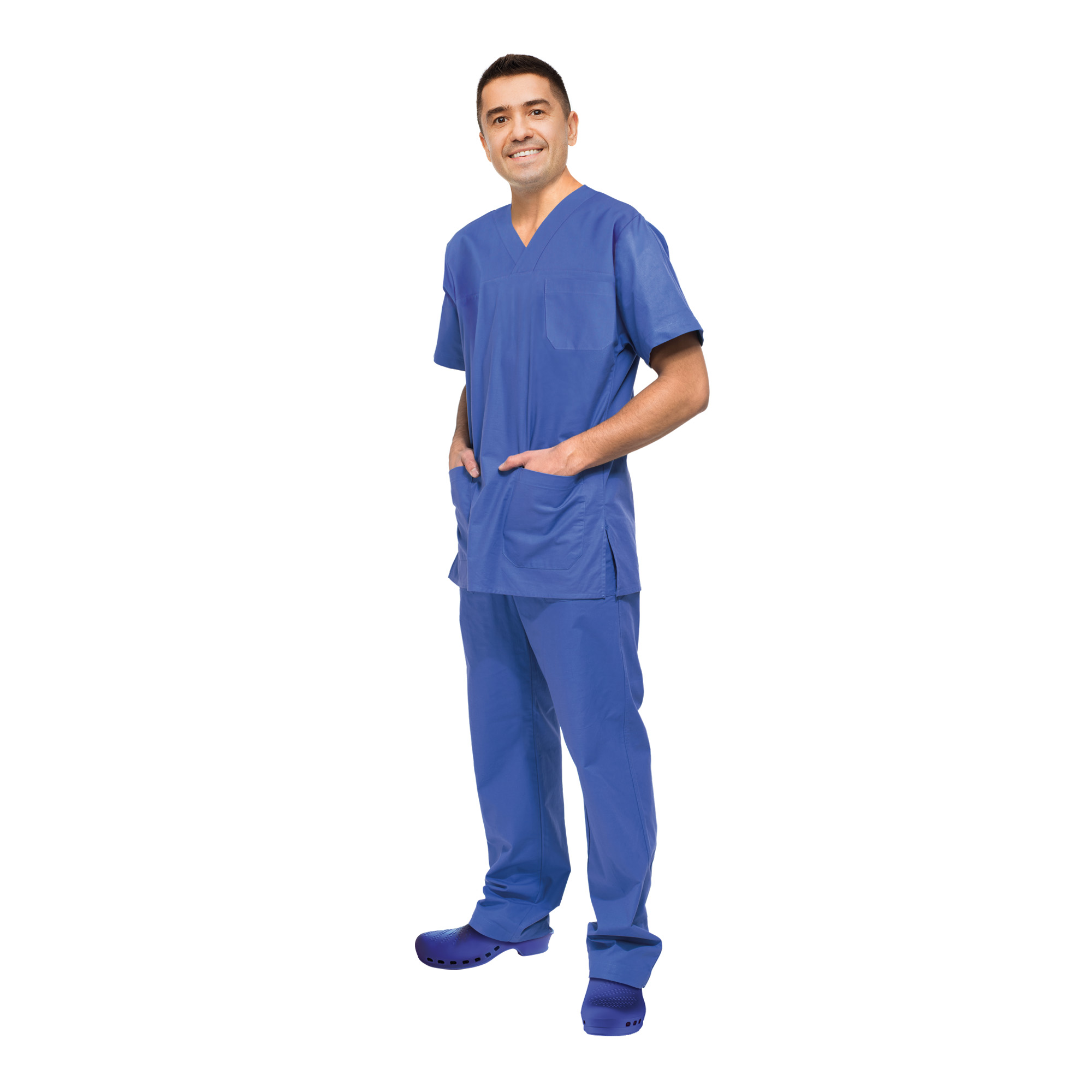 Pantaloni professionali in cotone azzurro Unisex