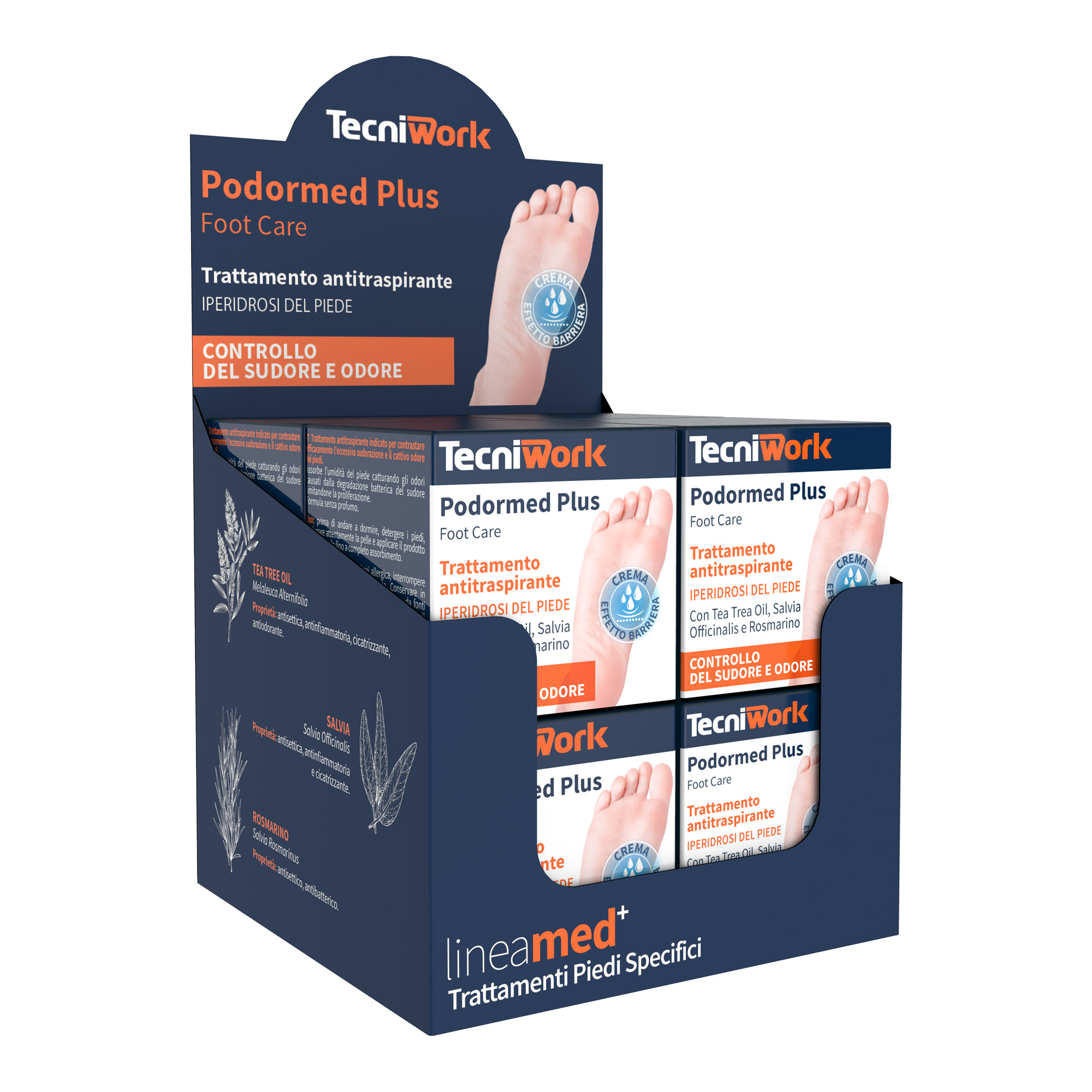 Podormed Plus Antitranspirant Fußpflegecreme Karton-Display 8 Stk.