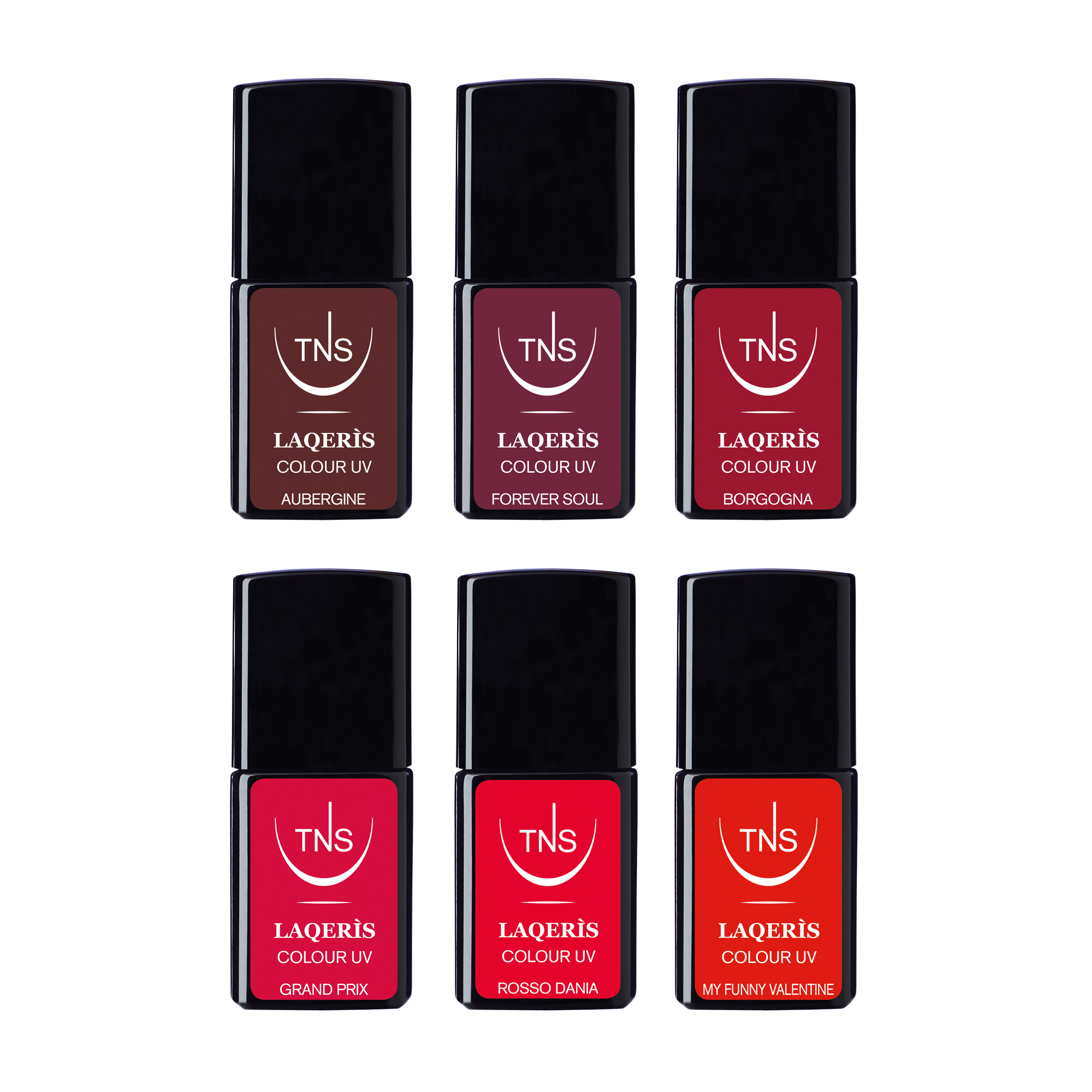 Laqerìs Icons Display red semi-permanent nail polishes 6 pcs