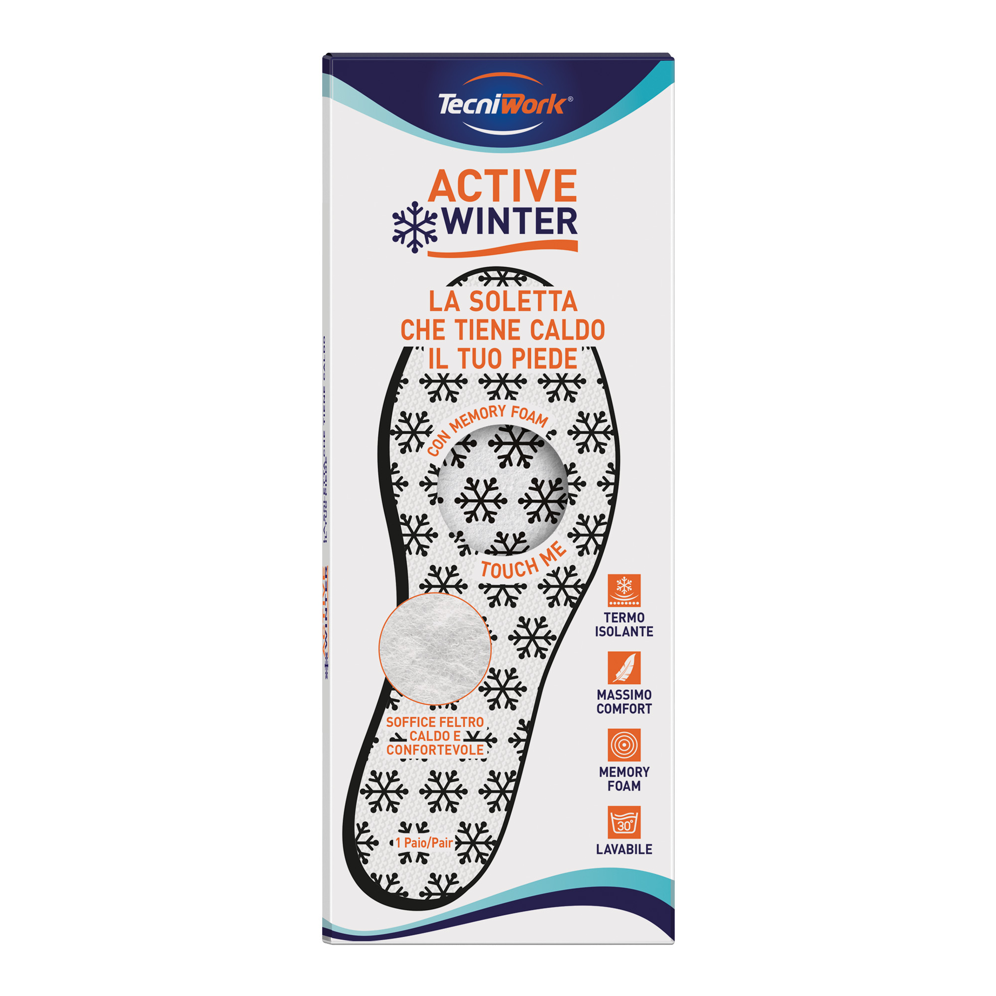 Tecniwork semelles isolantes thermiques avec mousse à mémoire de forme Active Memory Winter 1 paire