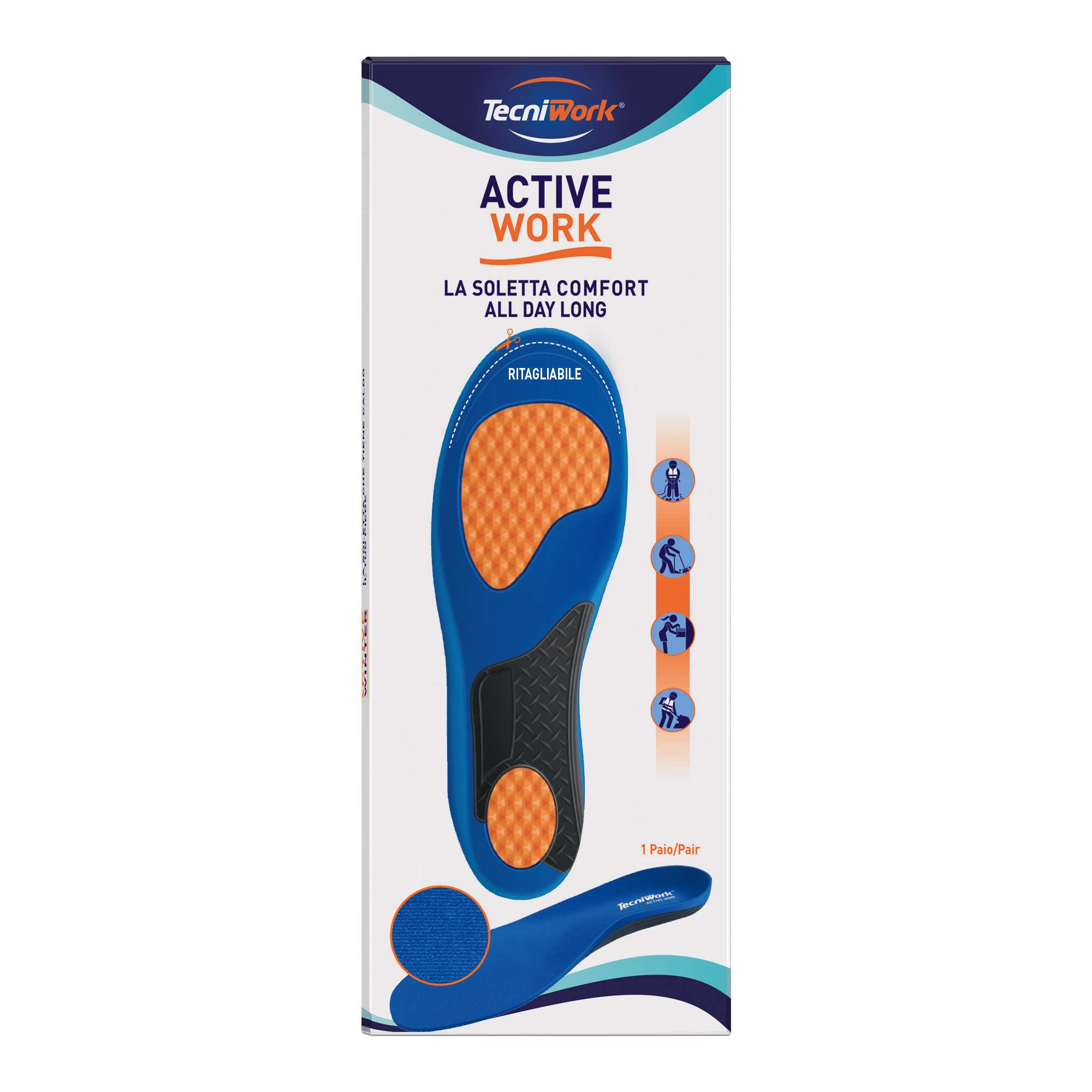 Tecniwork Active Work insoles ideal to be cut to size for work shoes 1 pair