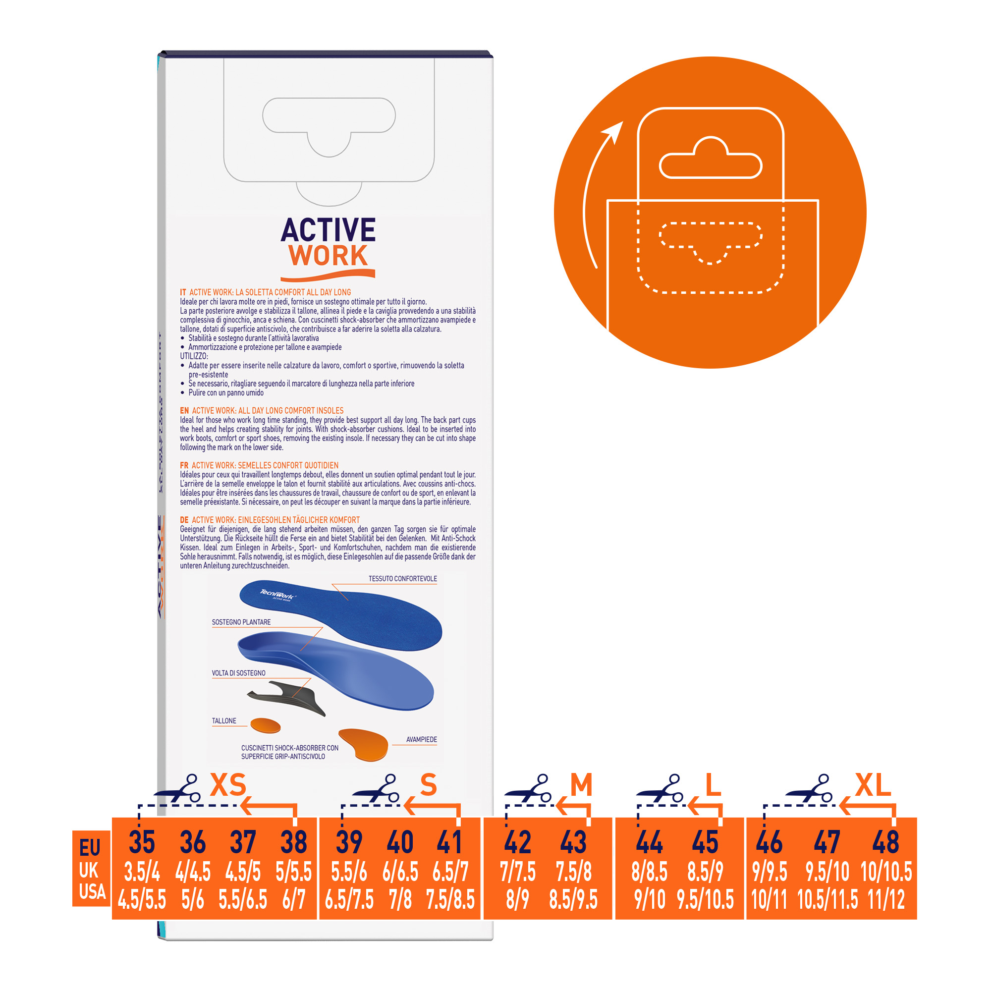 Tecniwork Active Work Einlegesohlen für Arbeitsschuhe 1 Paar