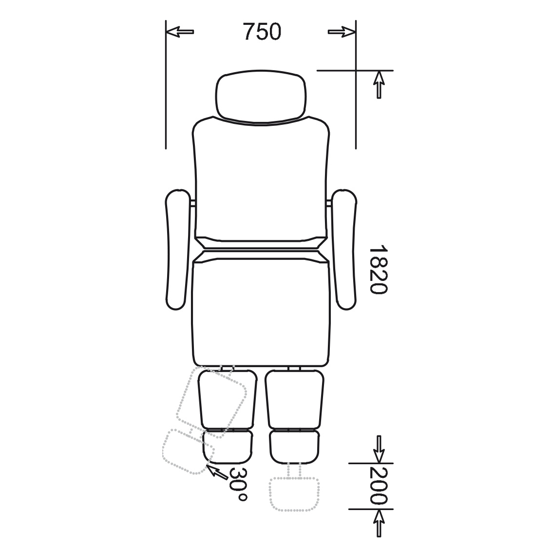 Fauteuil Elyse avec appui-tête et mouvements électriques à 3 moteurs