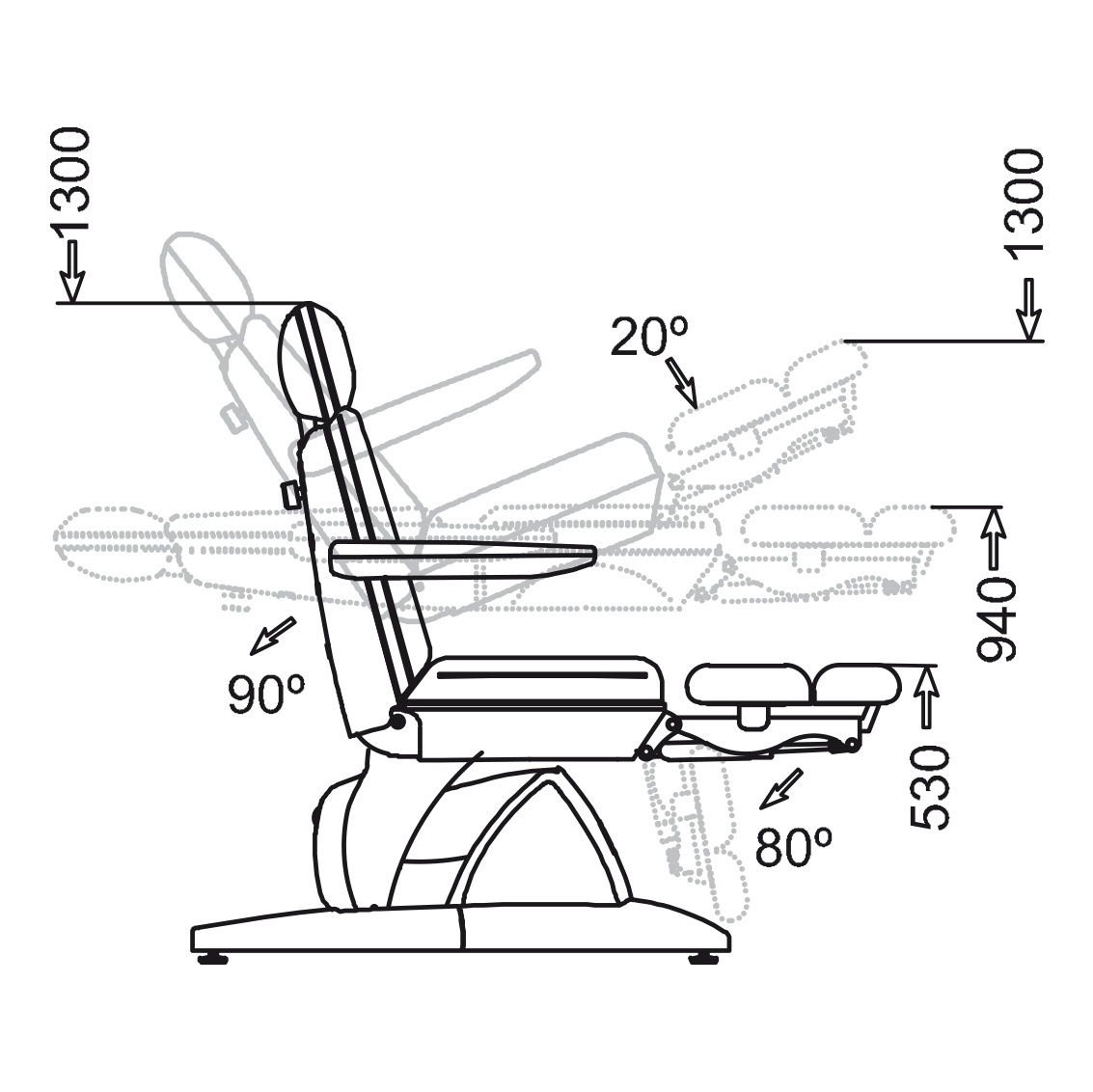 Elyse armchair with headrest and electric movements 4 motors