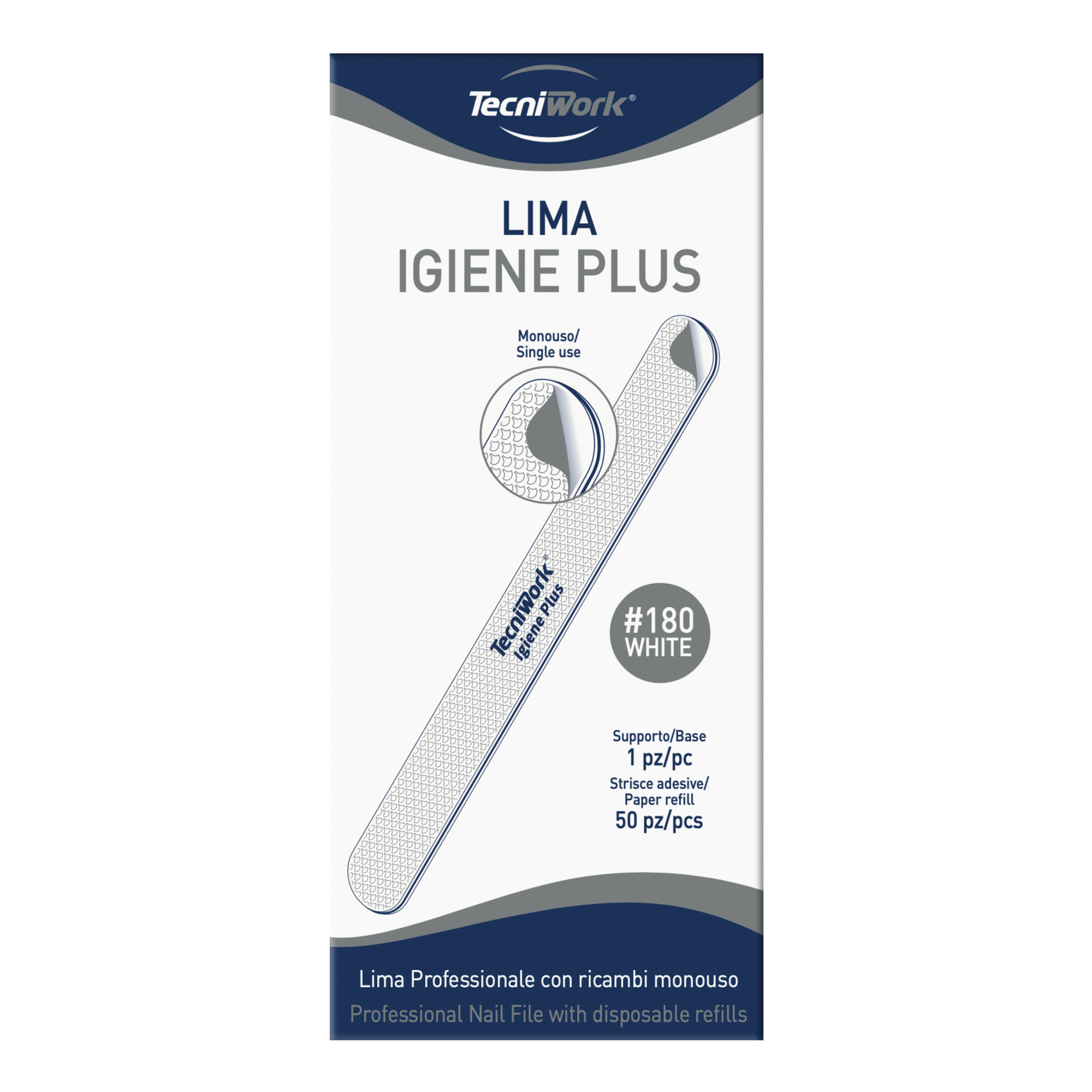 Lima professionale con ricambi abrasivi monouso grana 180 White 50 pz