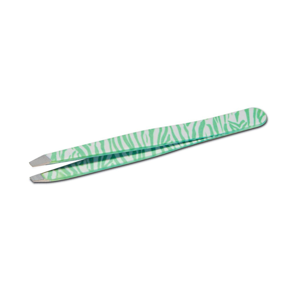 Zébra vert Pince à épiler professionnelle pour sourcils avec pointe oblique