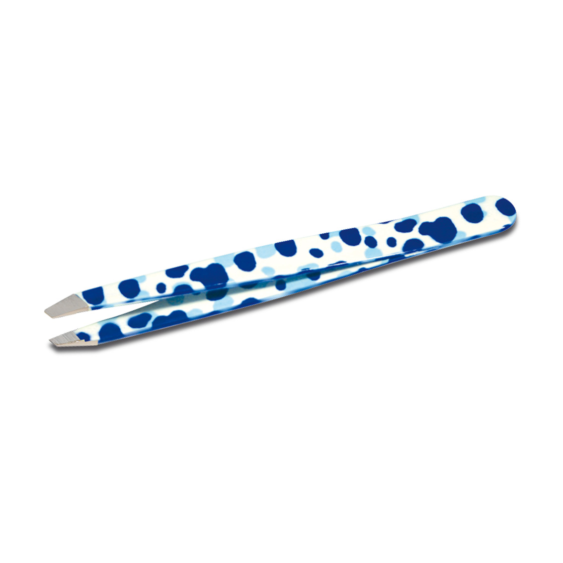 Mukka Pince à sourcils professionnelle bleue à pointe oblique
