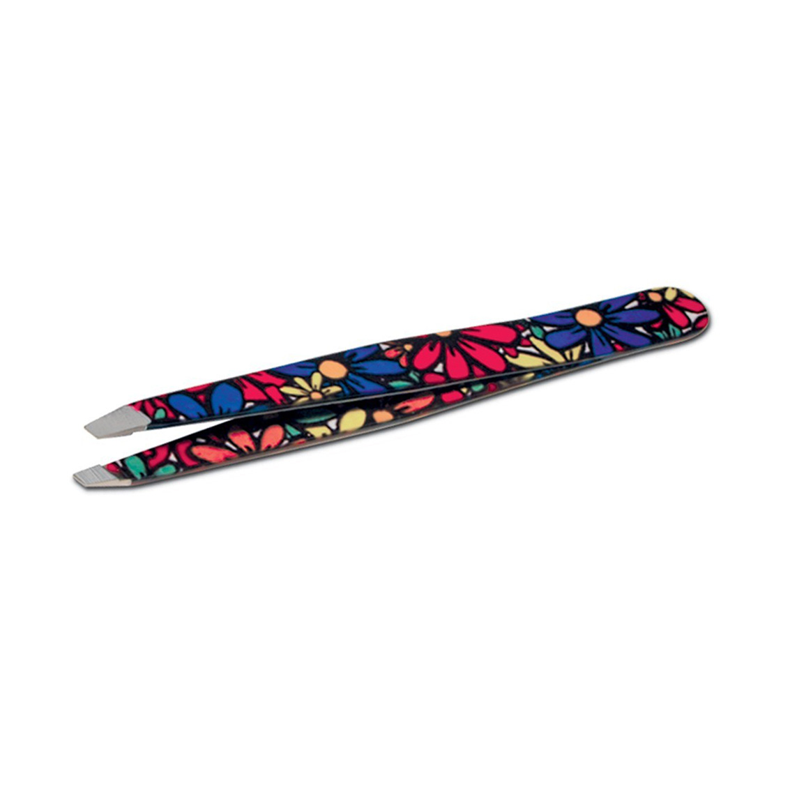 Flower Fantasy pince à épiler professionnelle pour sourcils avec pointe oblique multicolore foncé