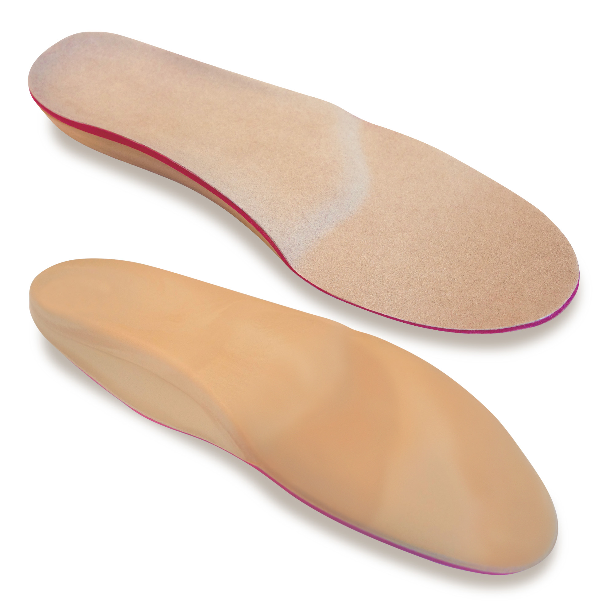 Semi-finished Comfort Insoles with metatarsal support, Poron and beige microfibre coating