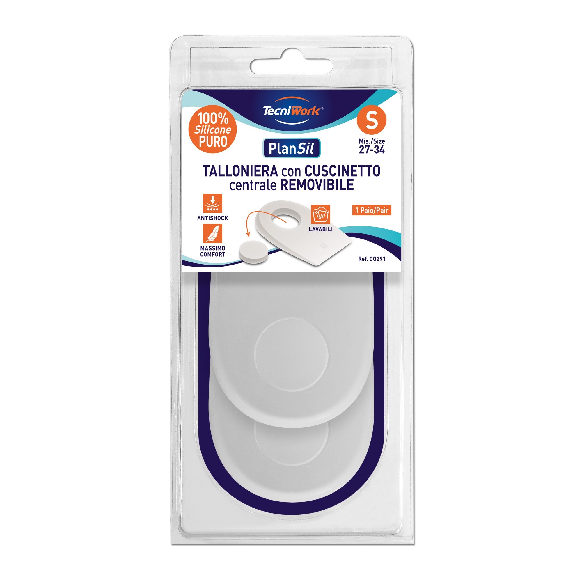 Tecniwork silicone heel pads with removable central pad