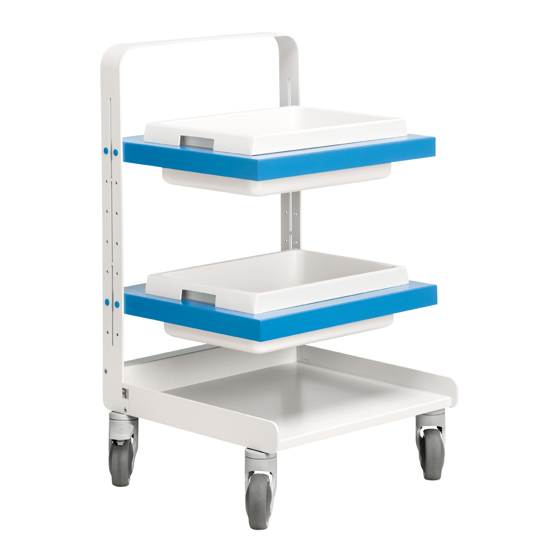 Carrello Blue in acciaio con bacinelle contenitori