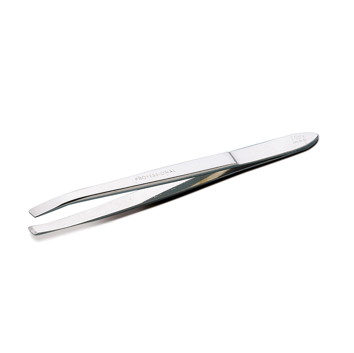 Professional Chrome-Nickel Eyebrow Tweezers with Slanted Tip