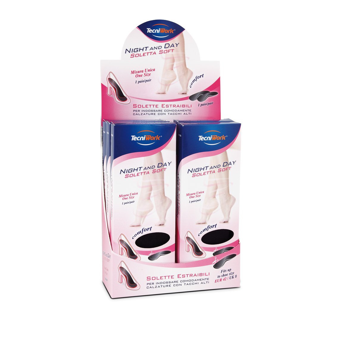 Tecniwork Night and Day 3/4 Soft Insoles ideal for high heels - Display of 6 pairs