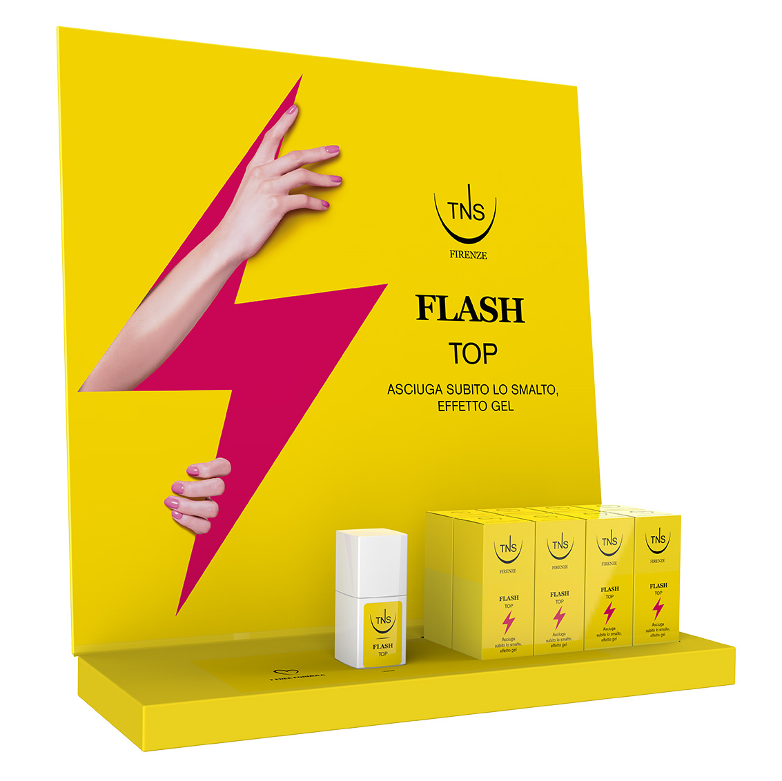 TNS Flash Ultra schnell trockender Top Coat 10 ml Display-Theke aus 16+1 Stück