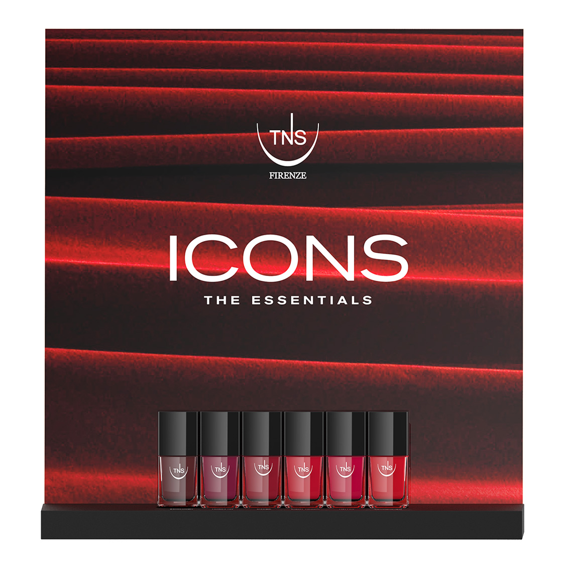 TNS Icons rote Nagellacke Display 18 + 6  Stück