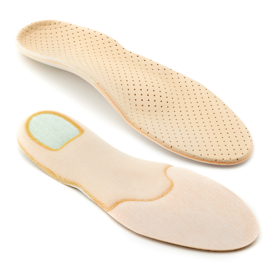 Semi-finished thermoformed resin insoles with heel support