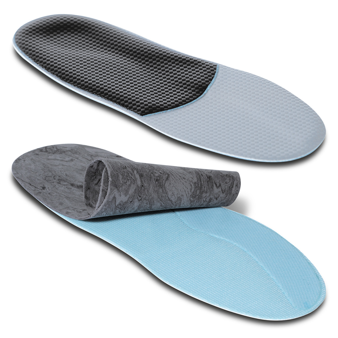 Semi-finished ready-made resin pronation insoles for thermosealing and forming