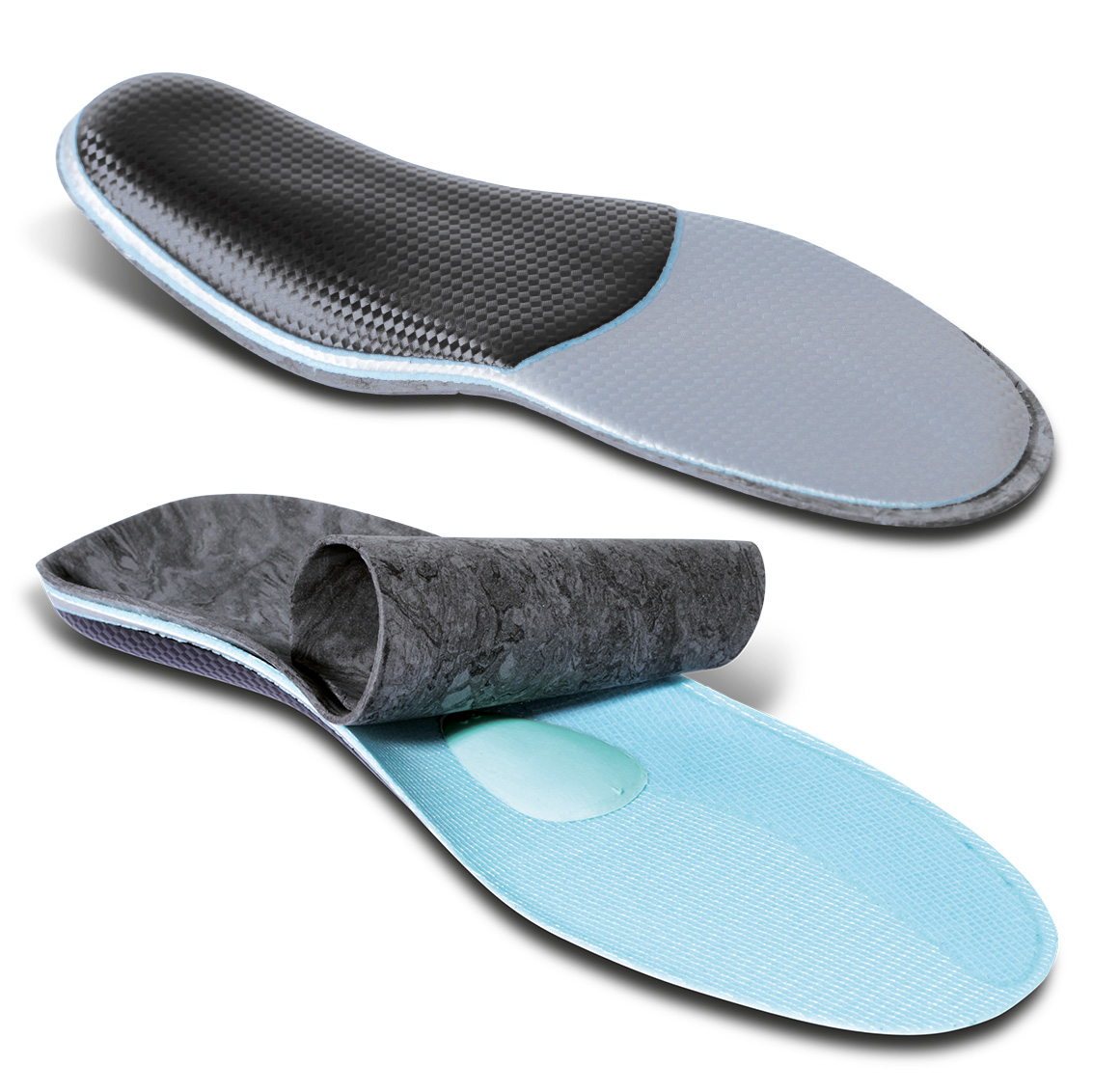 Semi-finished thermoformed resin pronation insoles to be sealed