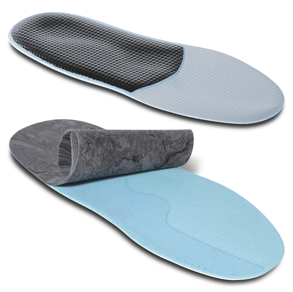 Semi-finished resin supinator insoles to be heat-sealed and thermoformed