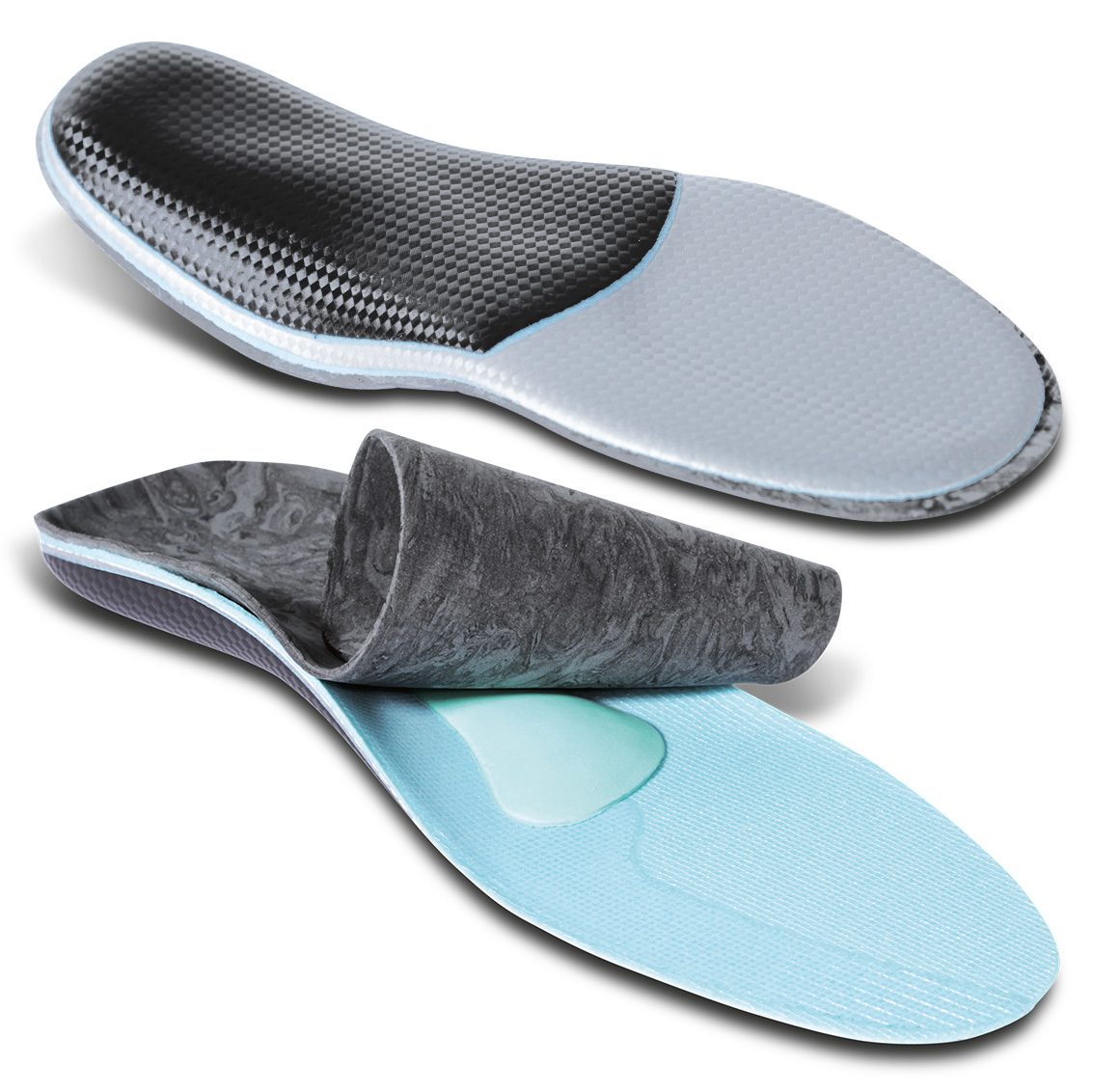 Thermoformed supination insoles to be glued