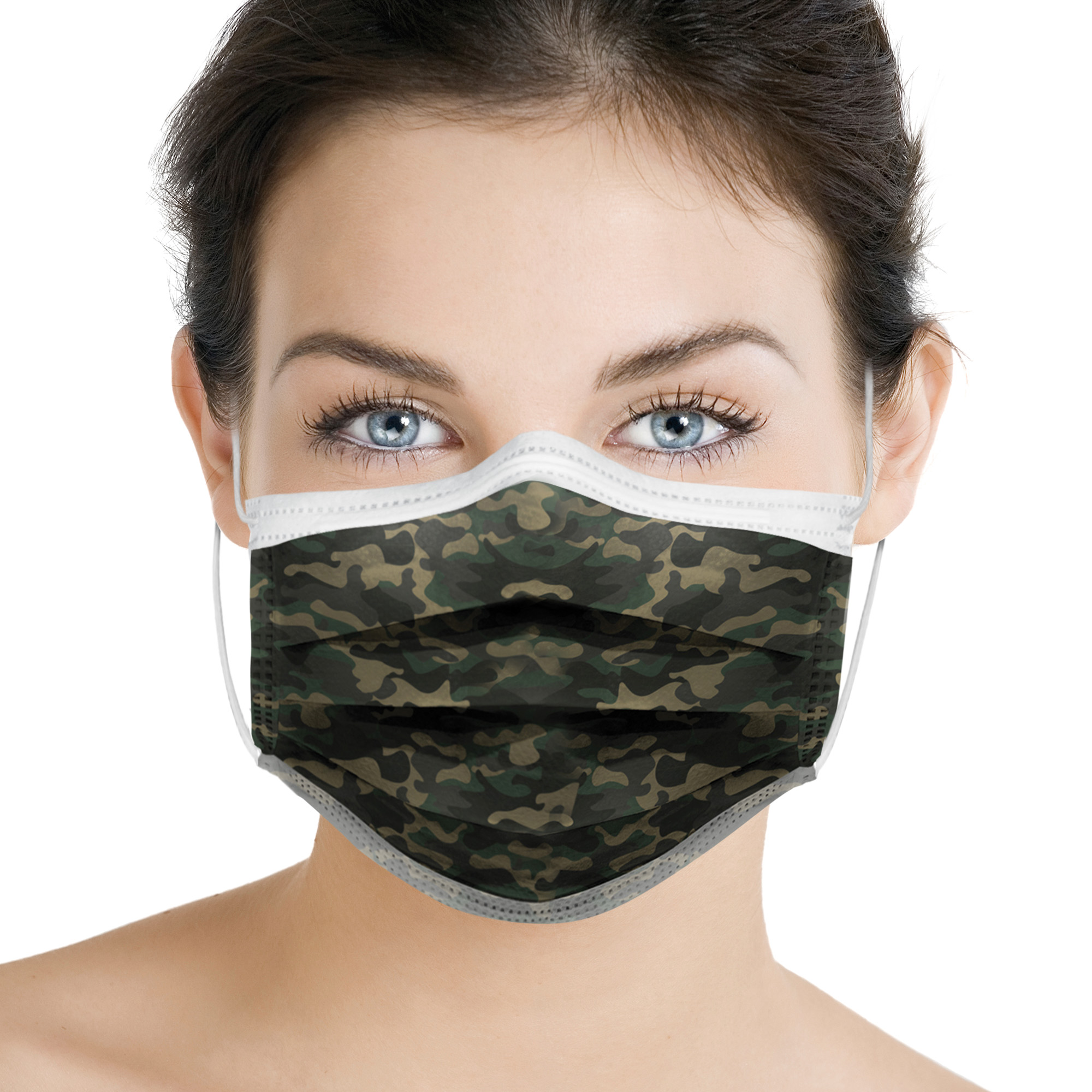 Disposable surgical mask in 3-layer TNT Green Camouflage 10 pcs