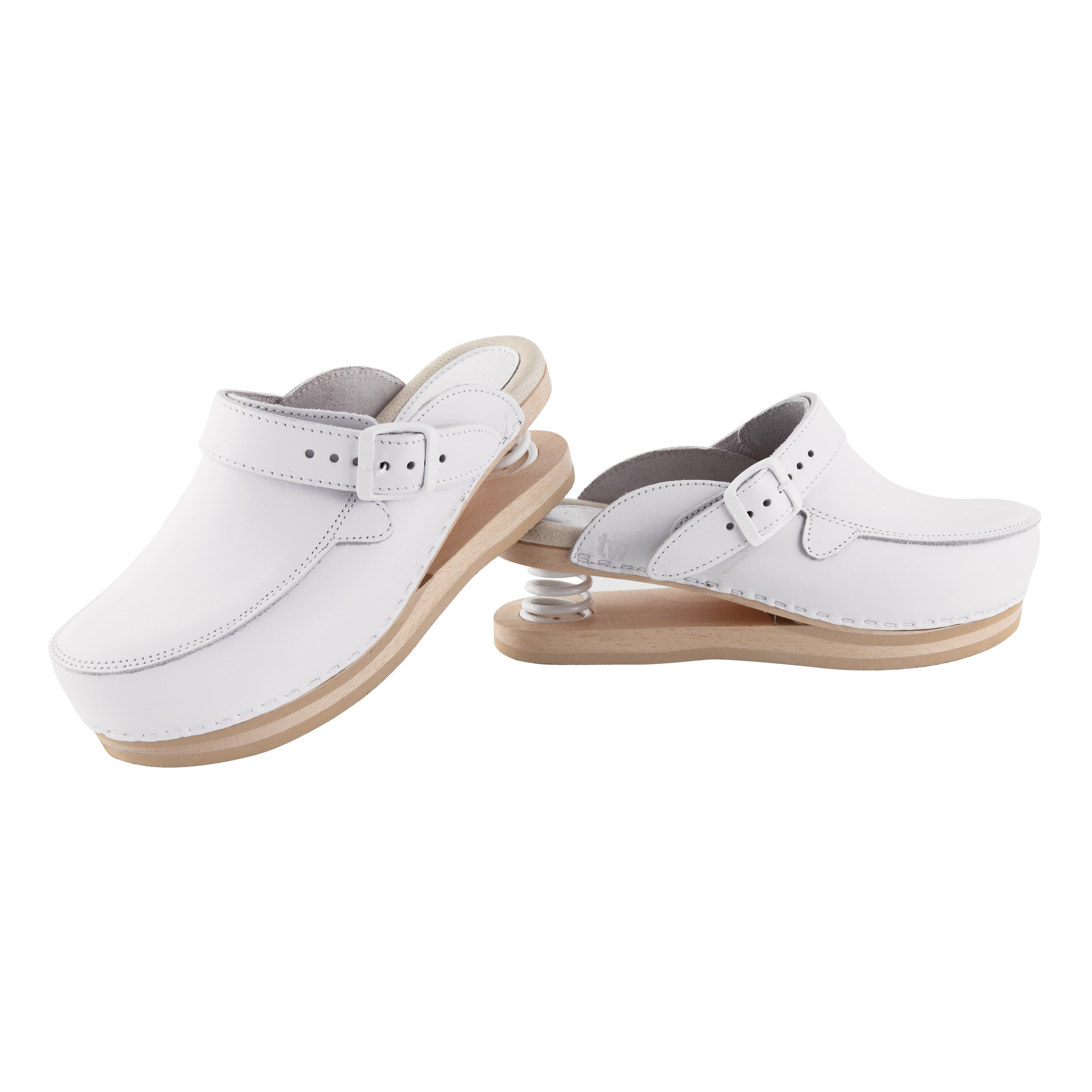 Relax Holzschuhe mit Feder geschlossen weiß Größe 40
