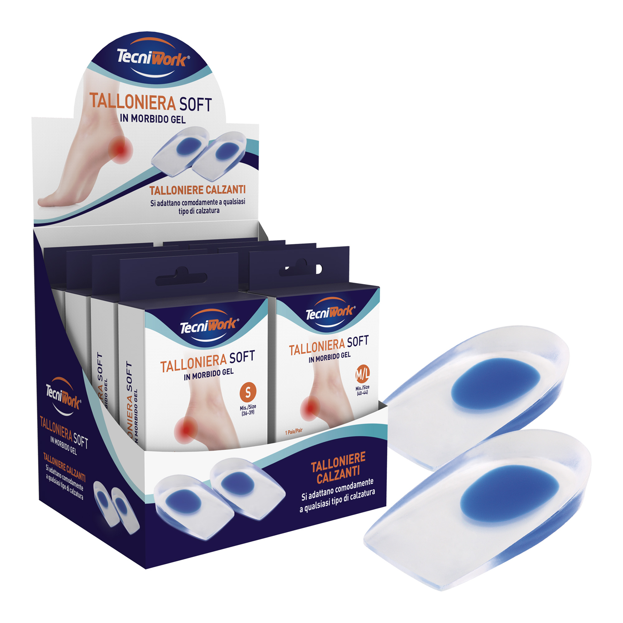 Tecniwork soft enveloping heel pads Display of 8 pack