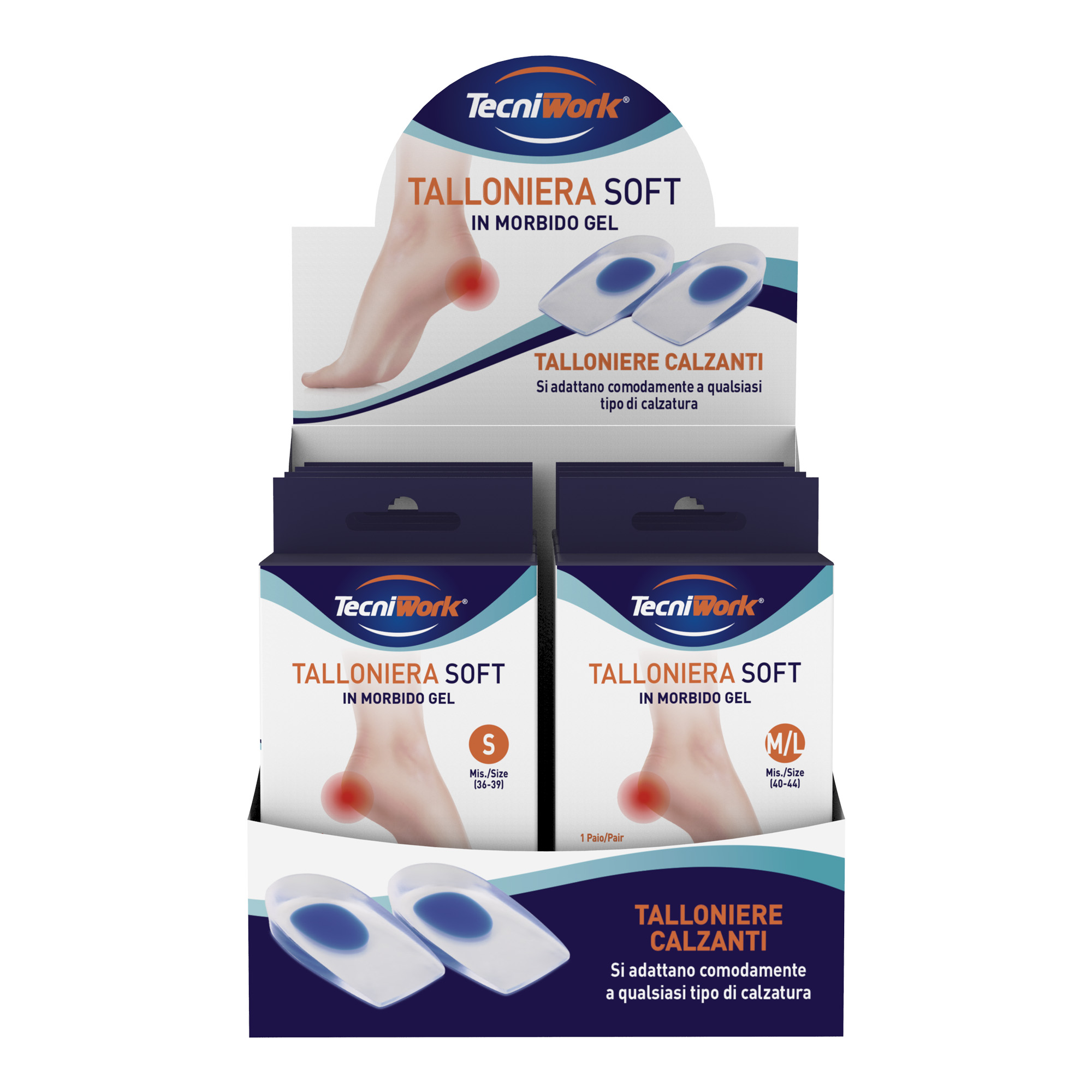 Tecniwork soft enveloping heel pads Display of 8 pack