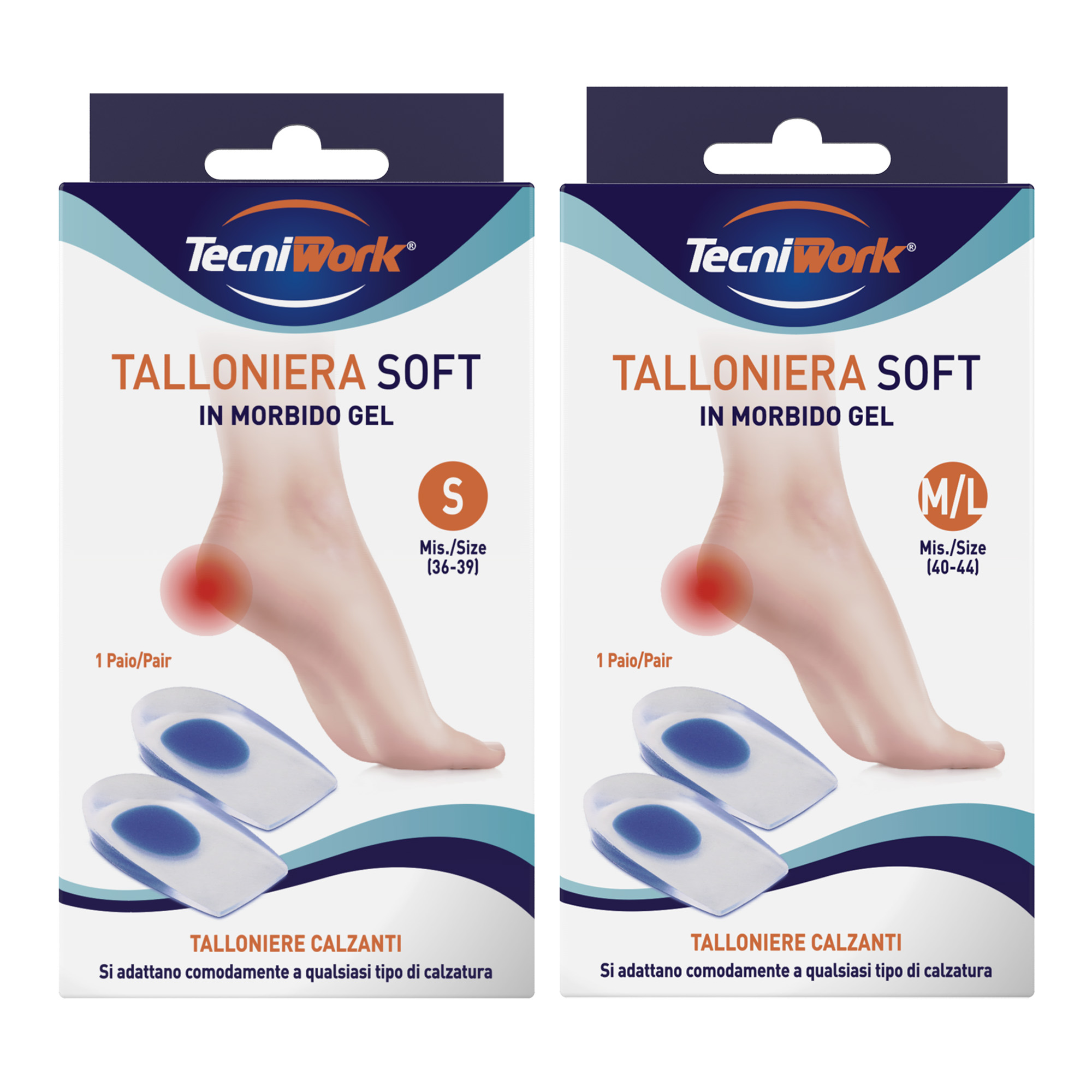 Tecniwork soft enveloping heel pads Display of 8 pack