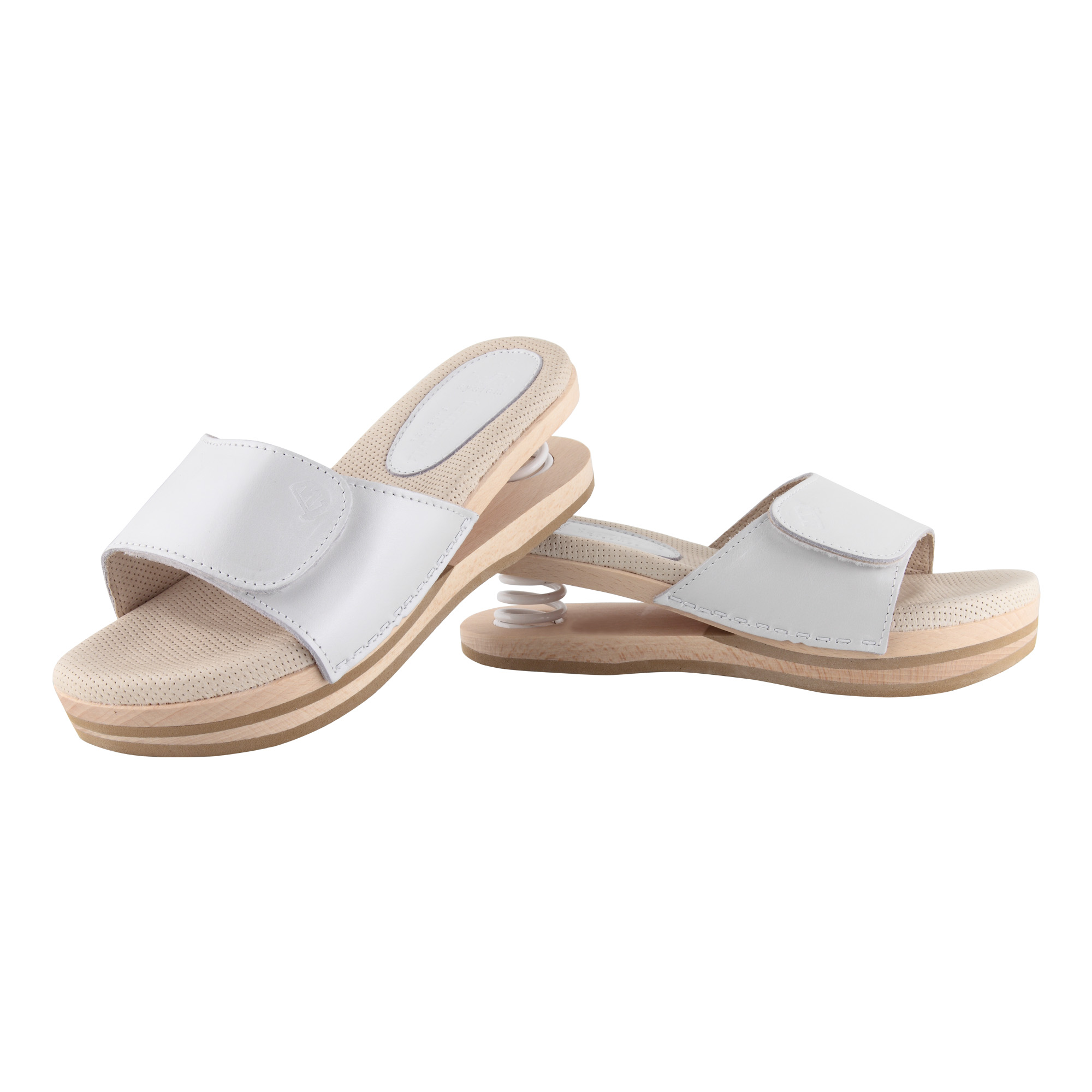 Relax open clogs with spring white