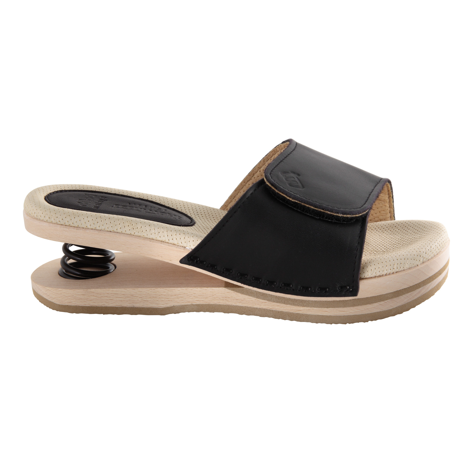 Relax Holzschuhe mit Feder offen schwarz