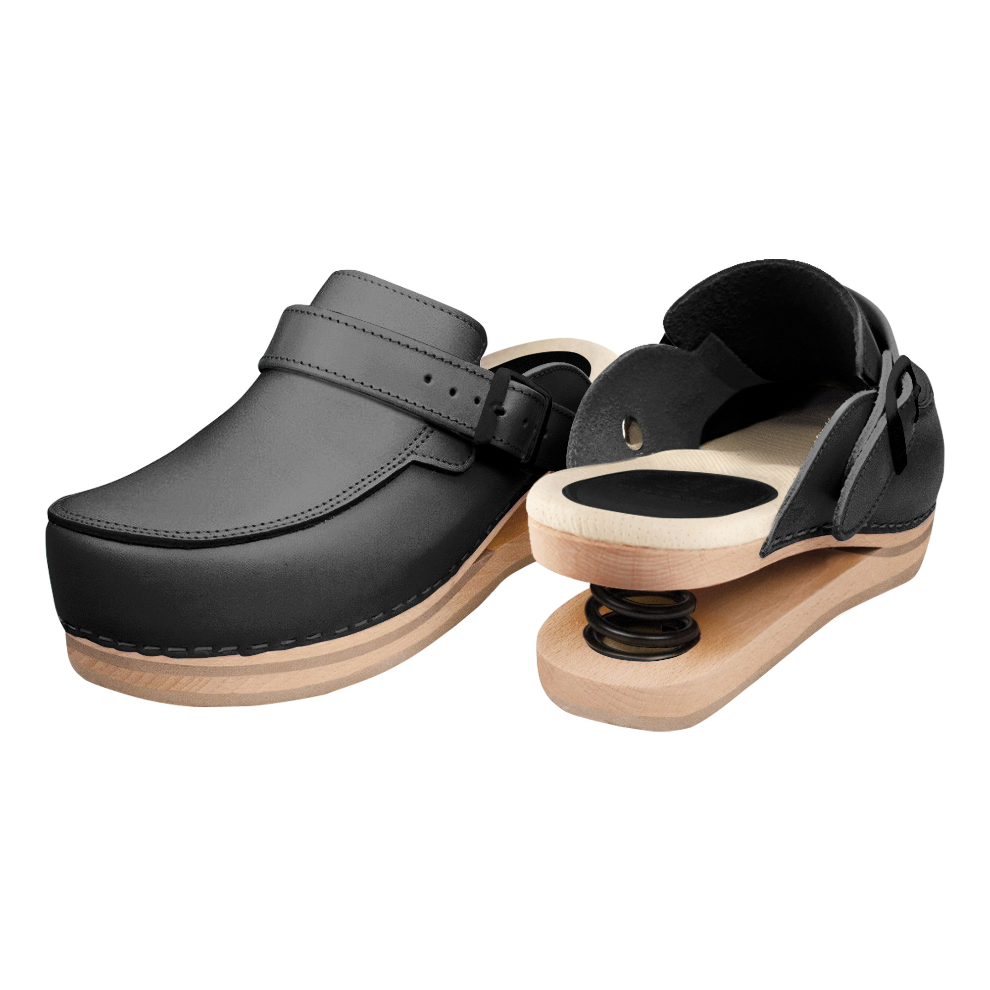 Relax Holzschuhe mit Feder geschlossen schwarz